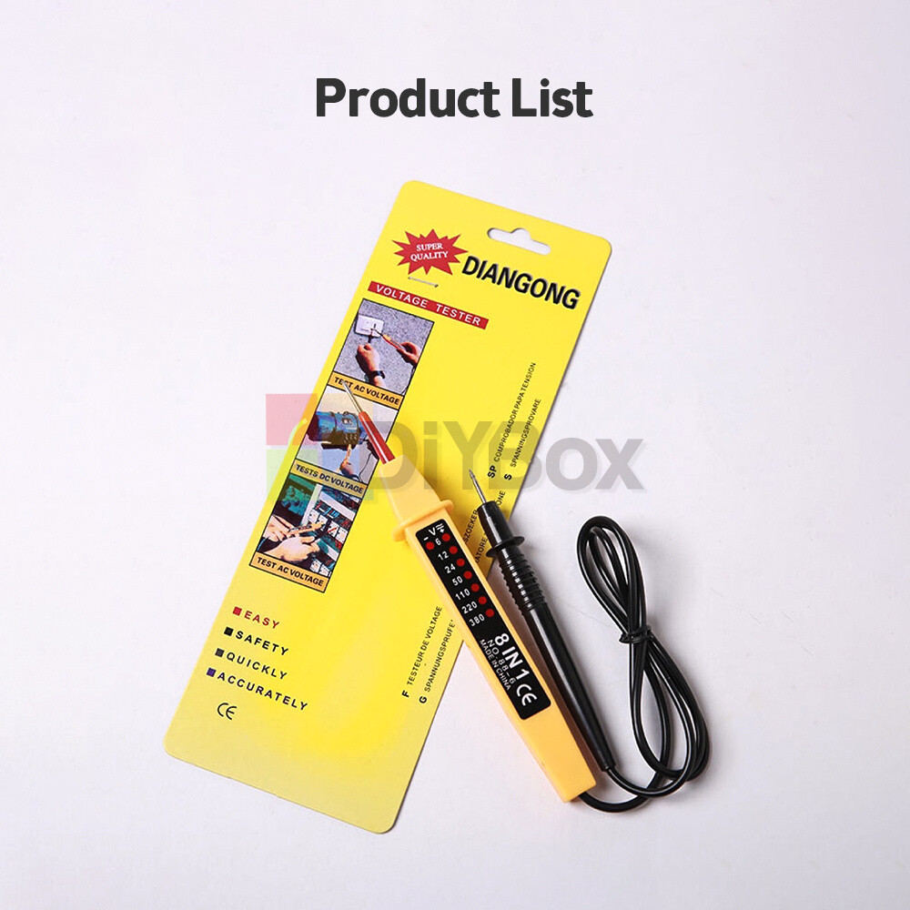 8-In-1 Tester Voltage AC DC 6-380V Auto Electrical Pen Detector With LED Light