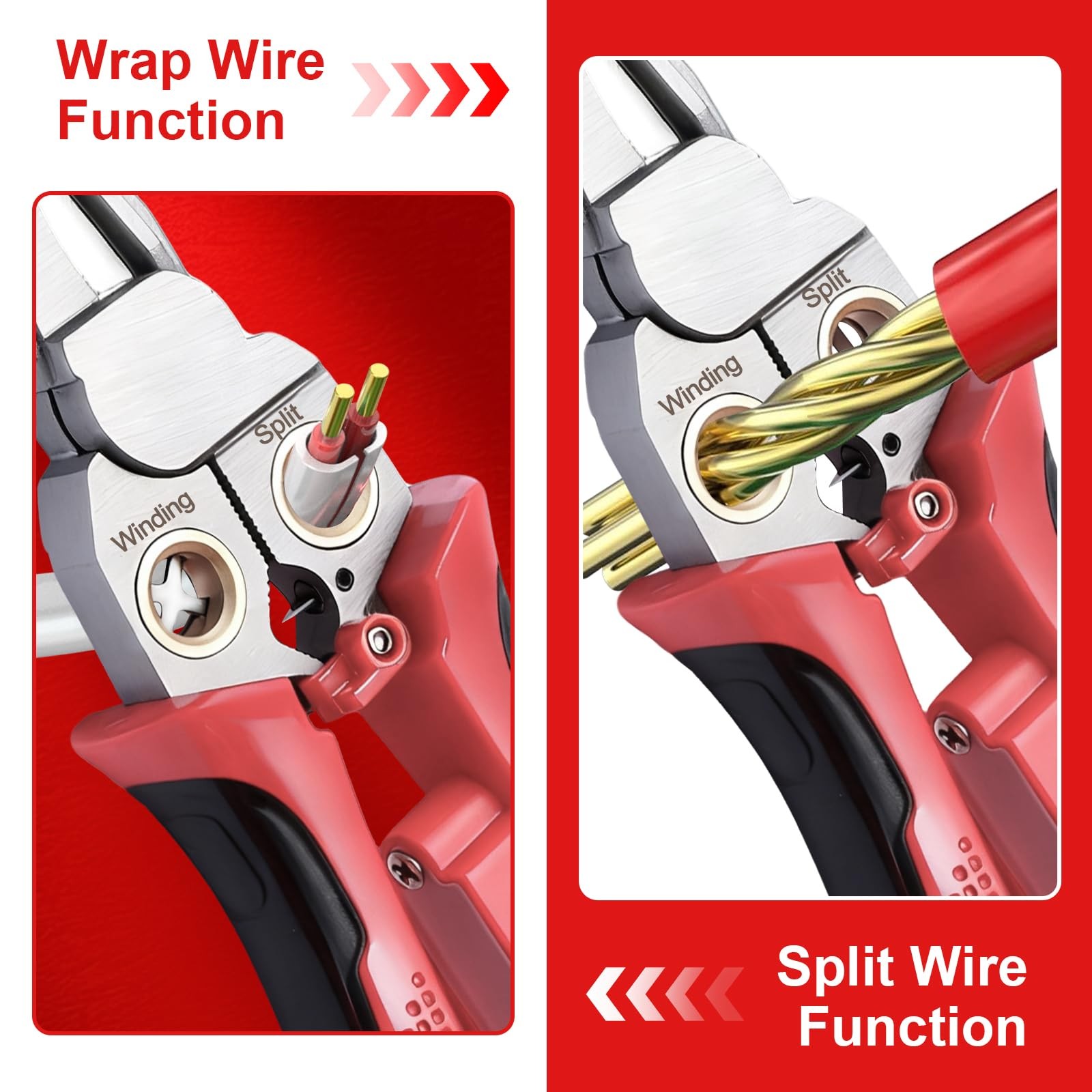 JEJIEFI Pro 8-in-1 Wire Stripping Pliers with Voltage Tester for Red