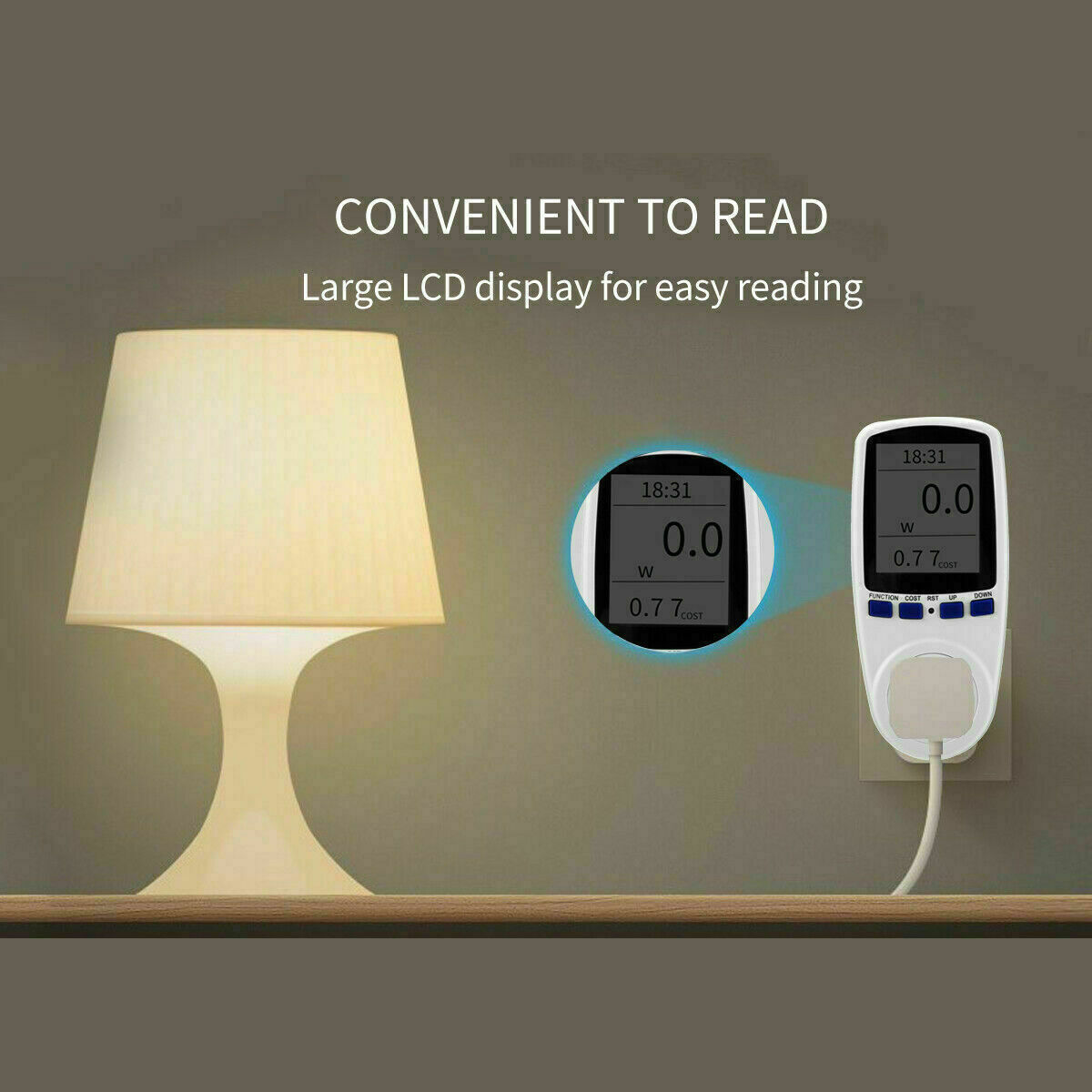 LCD Power Meter Plug Consumption Electricity Usage Energy Watt Amps Volt Monitor