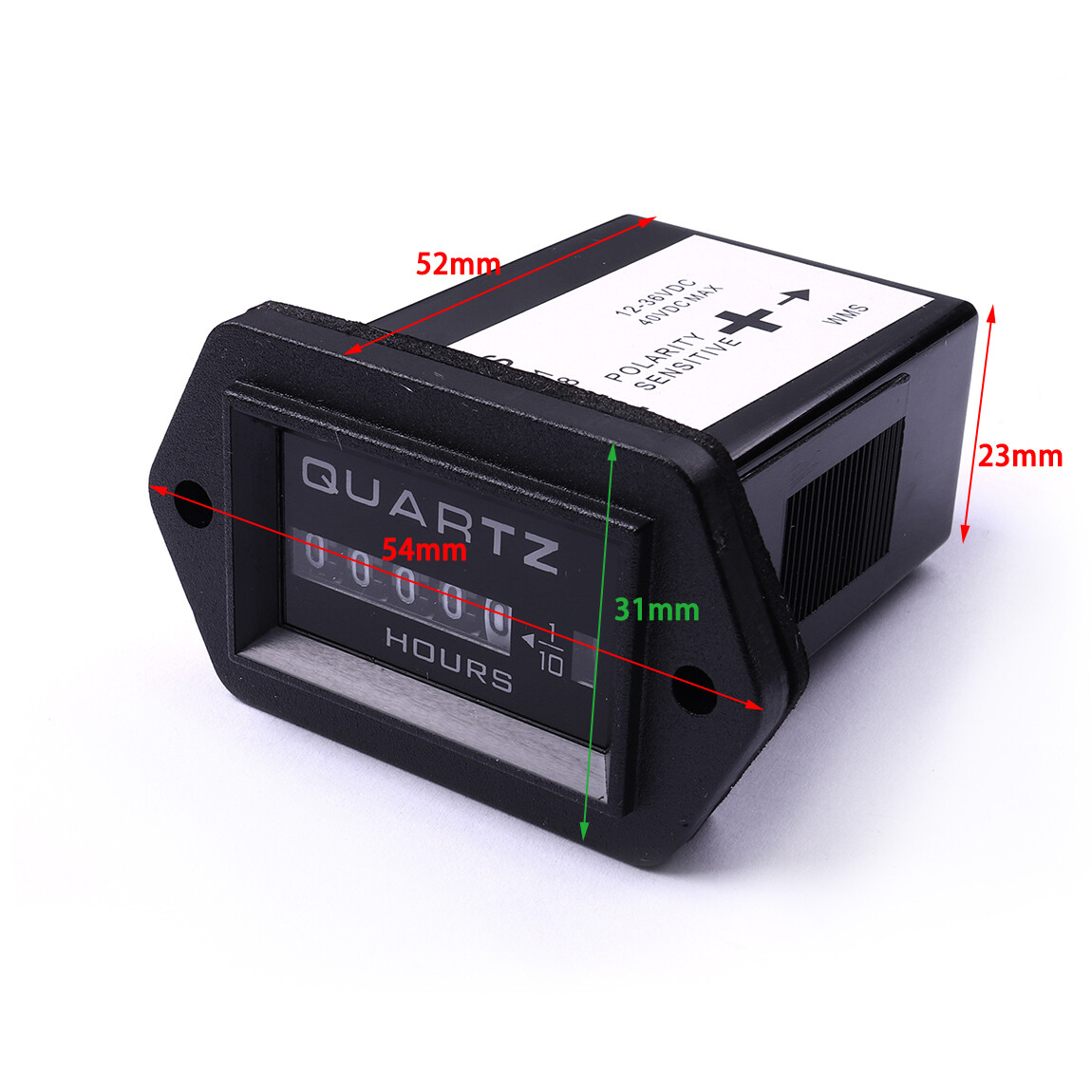 DC 12-36V Truck Tech Rectangular Hour Meter Timer Tool Gauges for Boat Car Truck