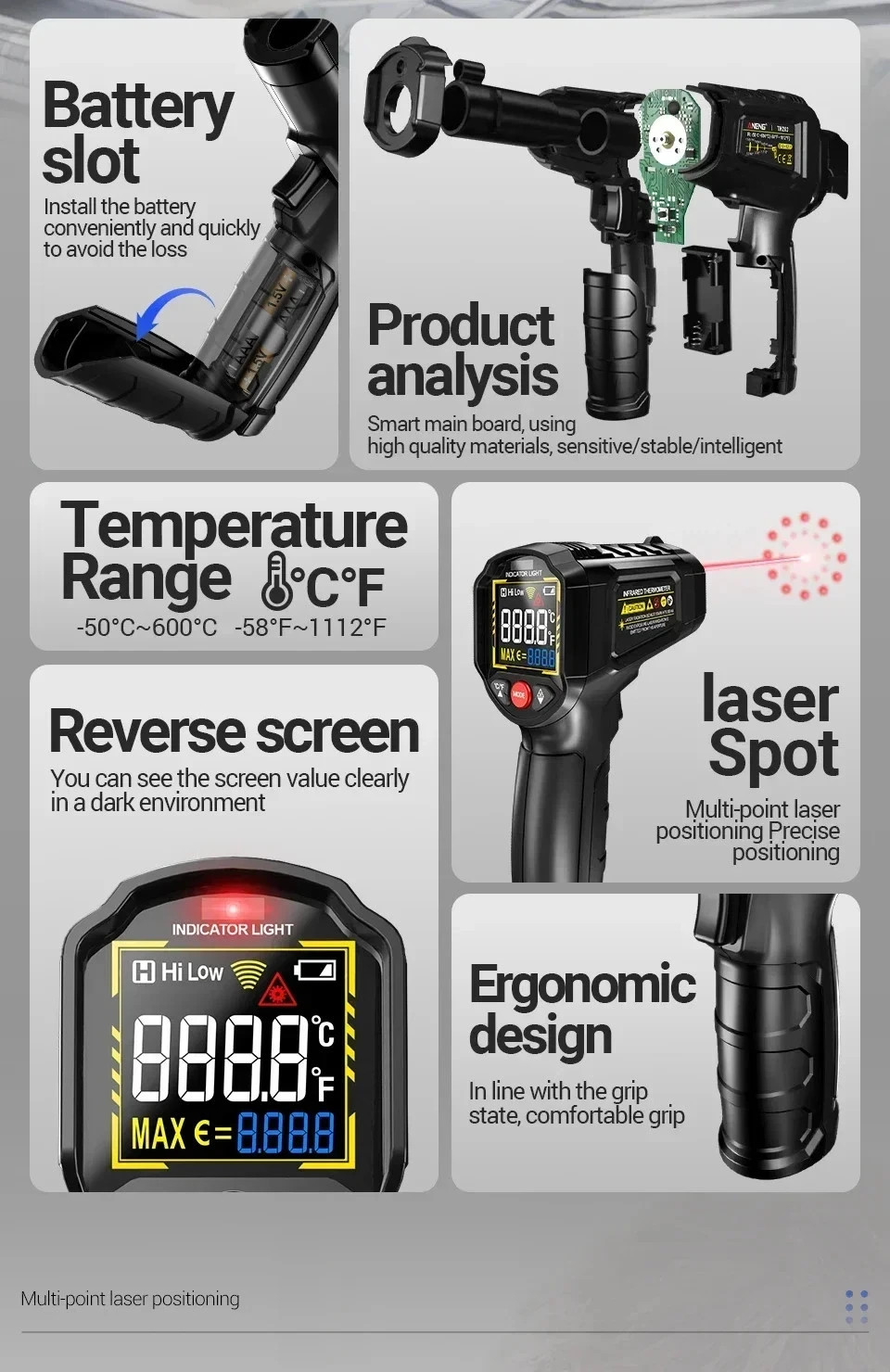 LCD Digital Non-contact Laser IR Infrared Thermometer Temp Meter Temperature Gun