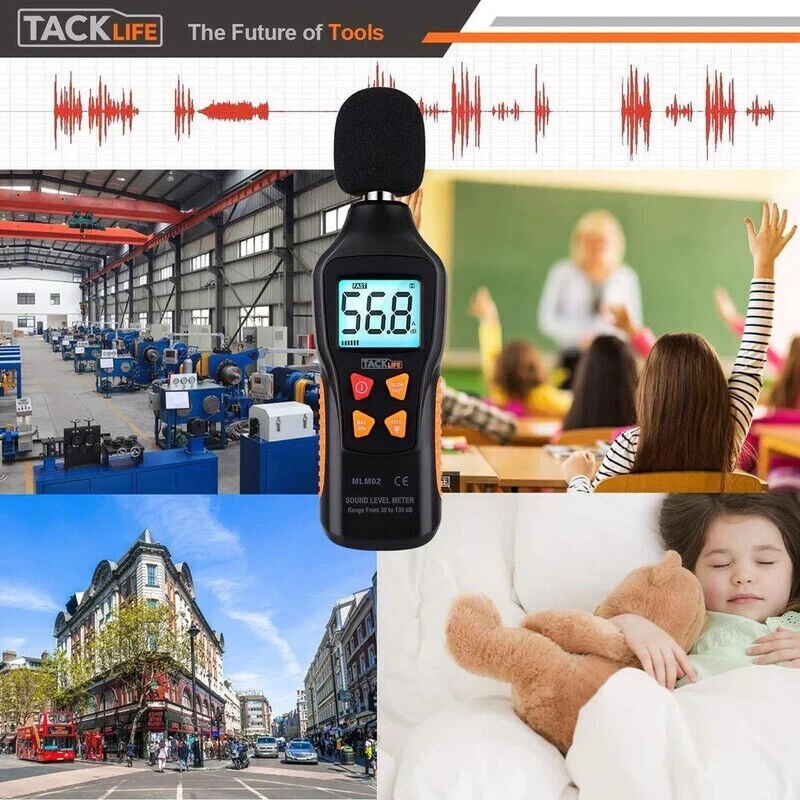 Tacklife Digital Sound Level Meter Decibel Meter 30-130dB Range SPL Pressure