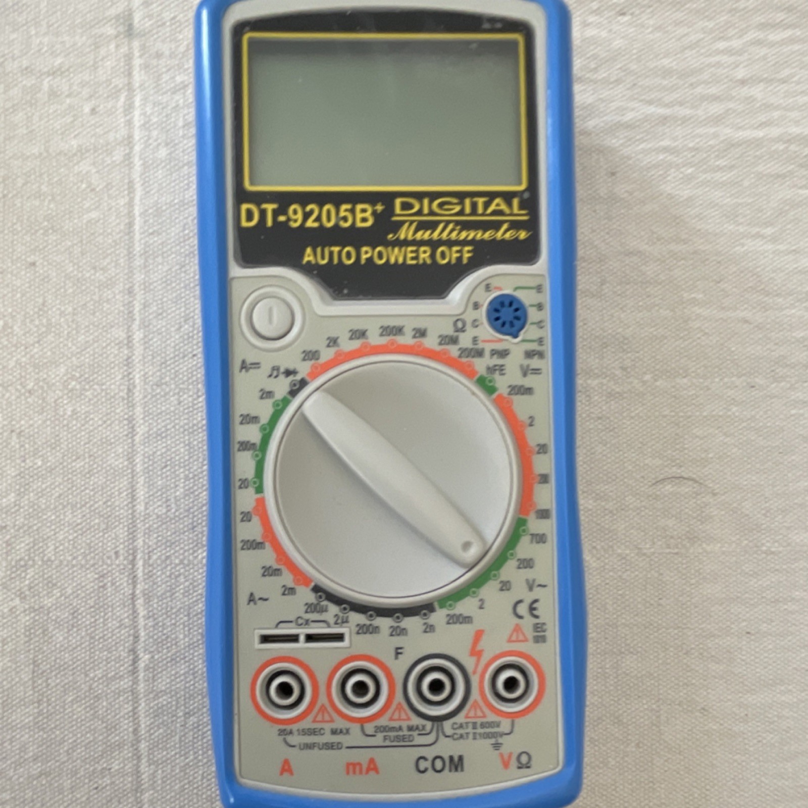 DT-9205B+ Digital Multimeter CAT II 600V Auto Power Off 200μA-20A 200Ω-200MΩ