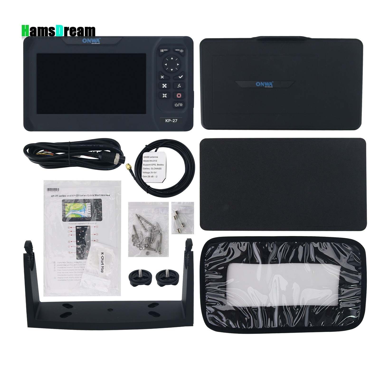 ONWA KP-27 7″ 800×480 GPS Chart Plotter Marine Chartplotter w/ GPS Antenna
