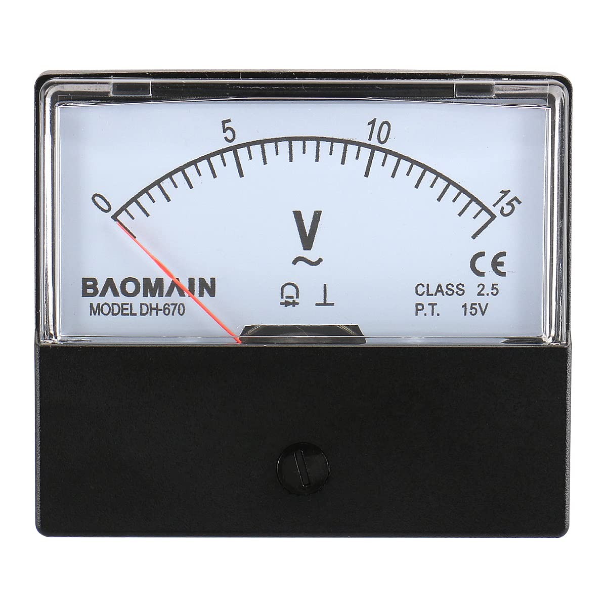 Baomain Voltmeter DH-670 AC 0-15V Rectangular Class 2.5 Analog Panel black