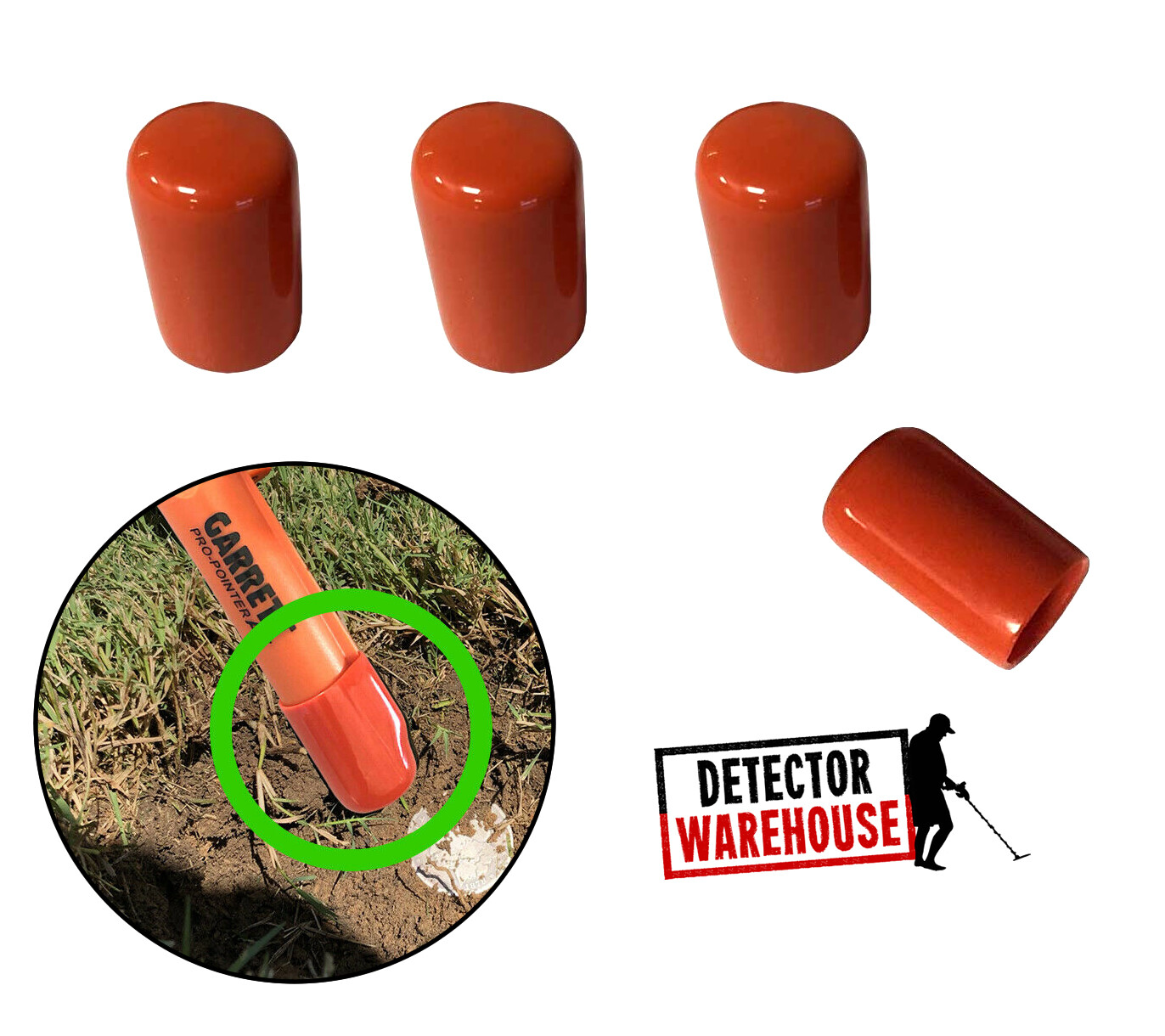 4 ORANGE Pinpointer Cap Tip Protector – Fits Garrett Propointer AT, II