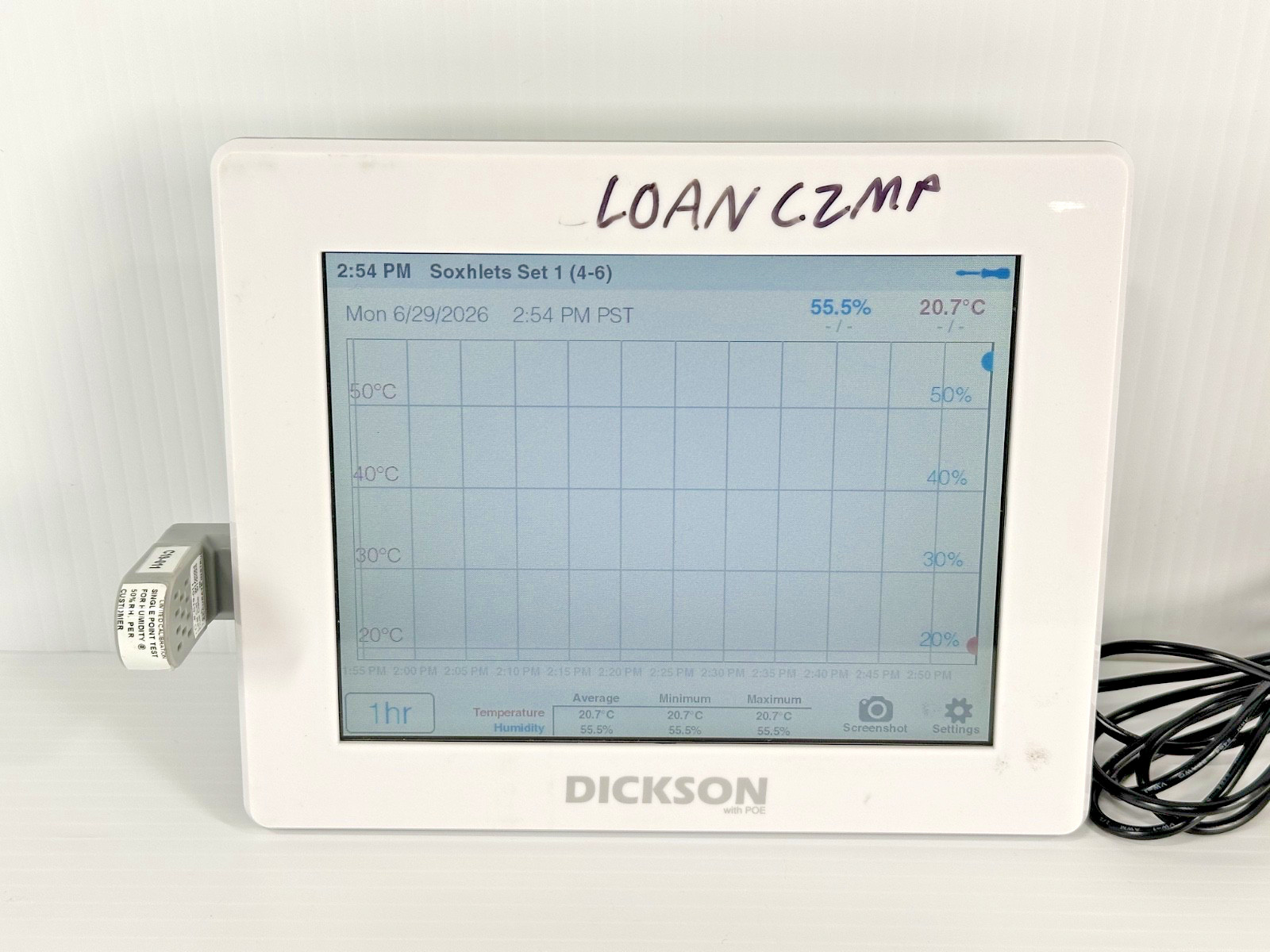 Dickson TWP Temperature & Humidity Touchscreen Data Logger Monitor w/ POE