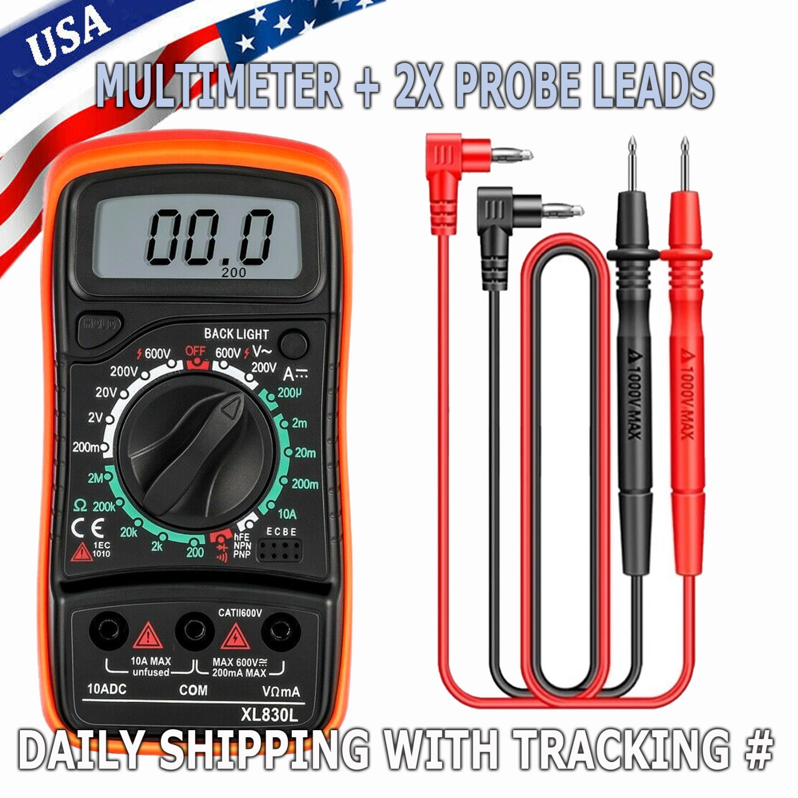 Digital Multimeter LCD Voltmeter Ammeter Ohmmeter Volt AC DC Tester Lead Meters