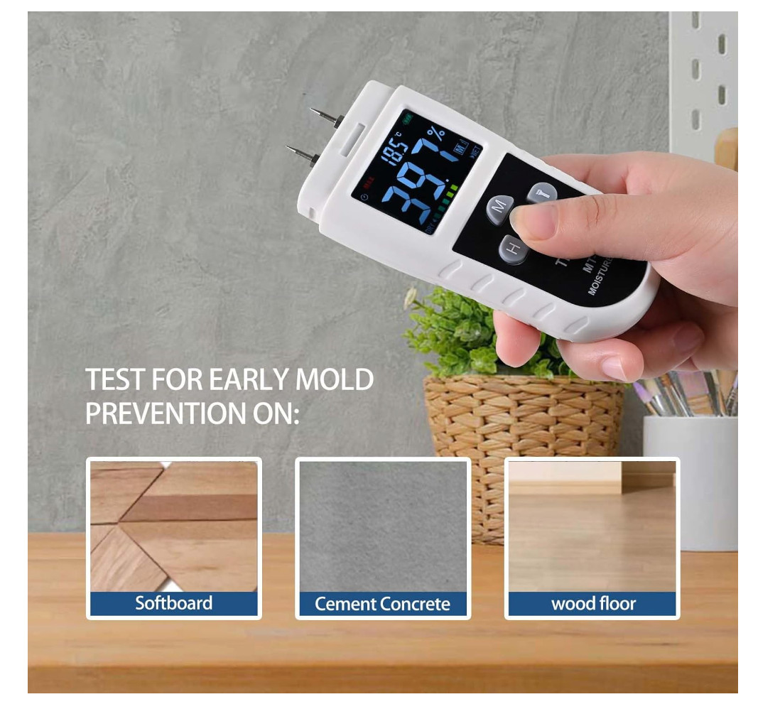Wood Moisture Meter with Flashlight, Water Leak Detector, Moisture Tester