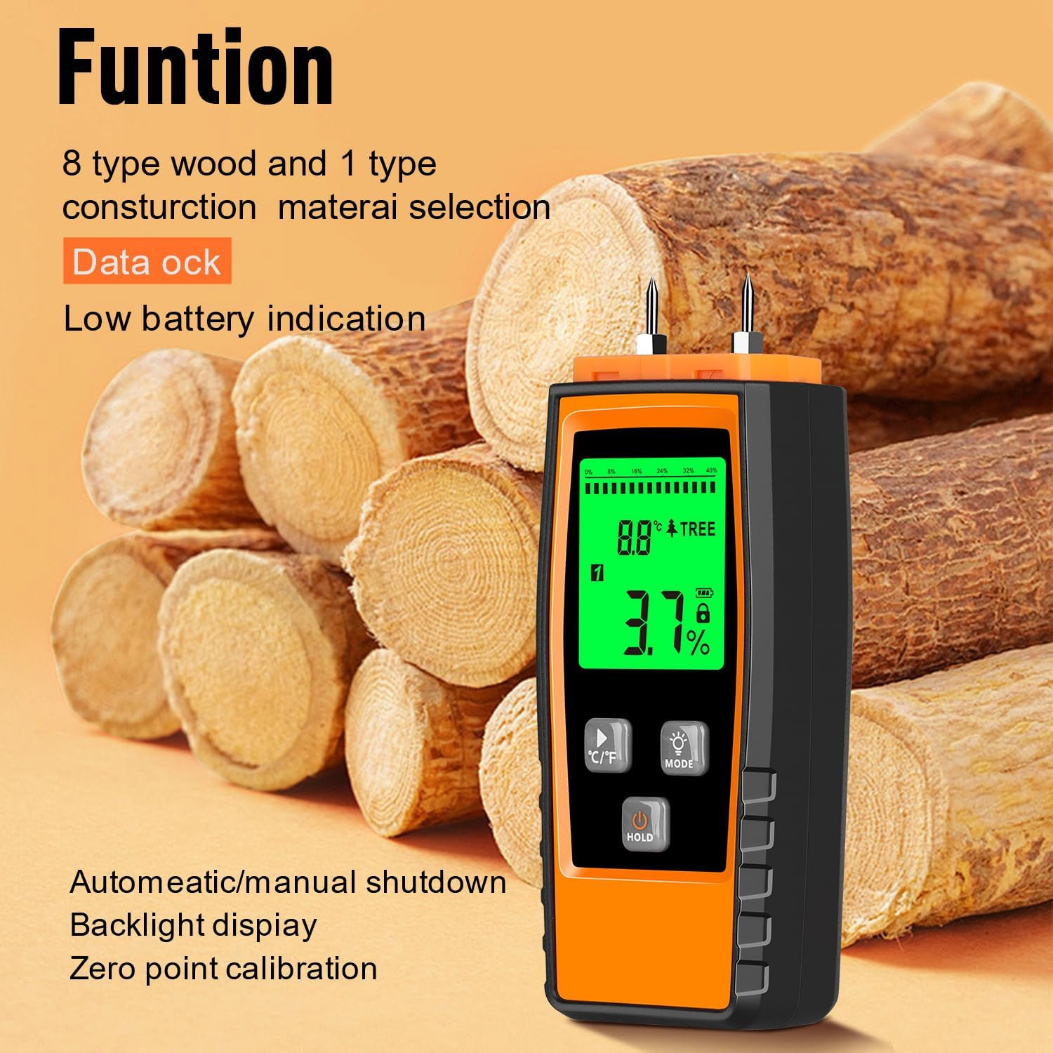 Wood Moisture Meter, Wood Moisture Meter for Lumber Walls Logs, Firewood Moistur