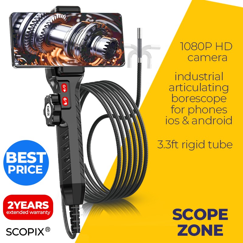 DEALS 2026 2-Way 360° Inspection Camera Articulating Borescope Phones Semi Rigid
