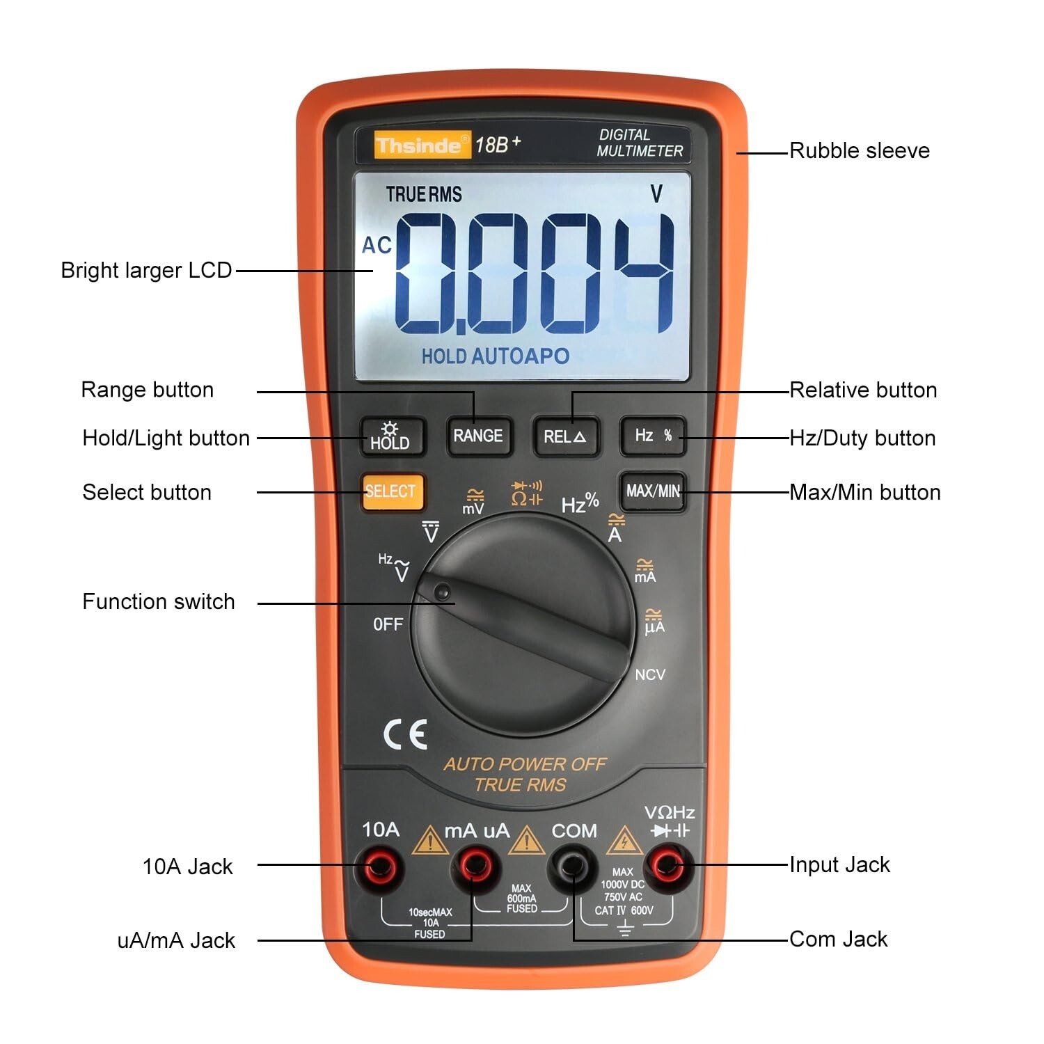 Auto Ranging Digital Multimeter TRMS 6000 with Battery Alligator Clips Test Lead