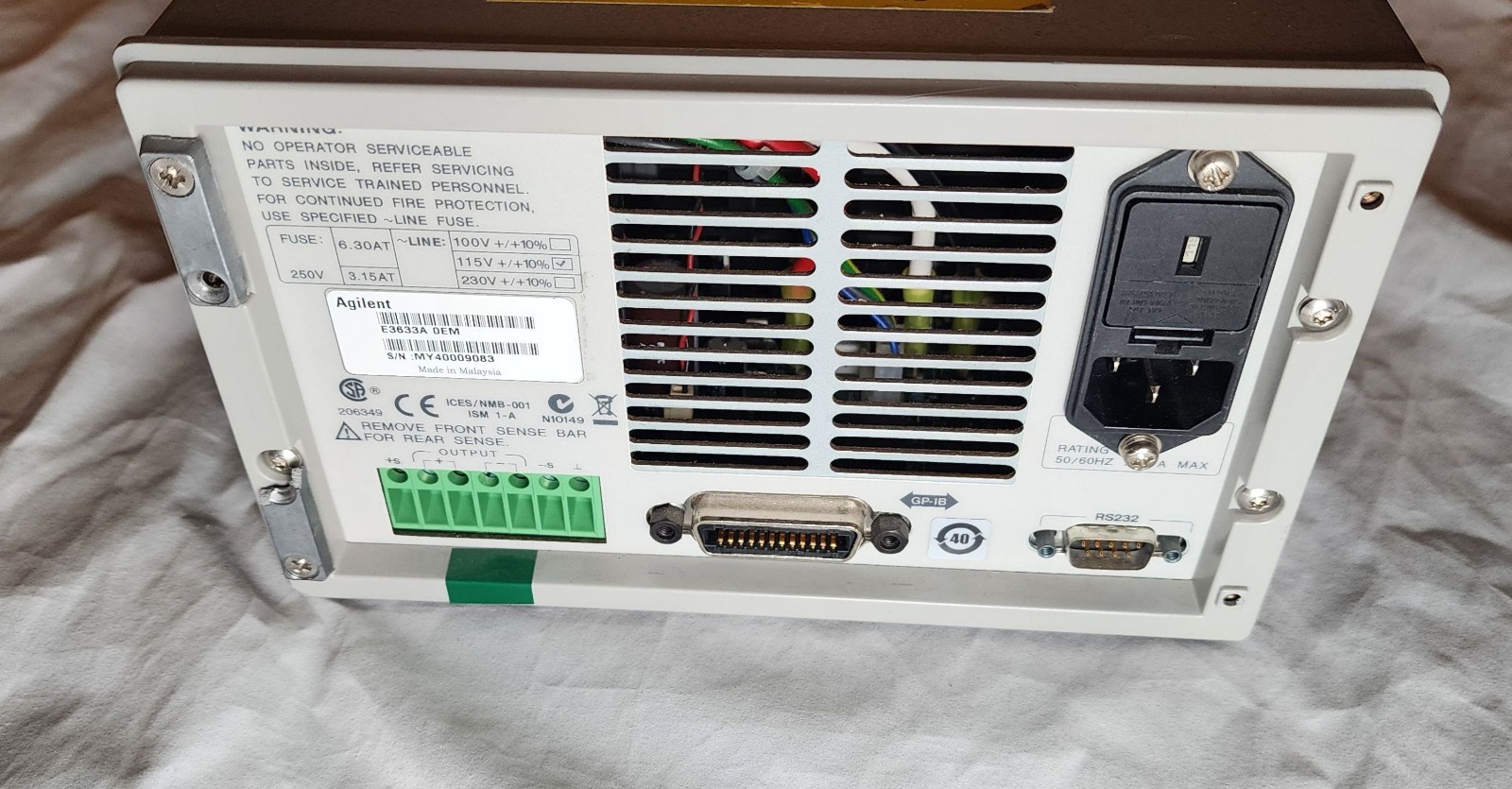 Agilent E3633A DC Power Supply 0-8V, 20A/0-20V, 10A HP Keysight 115V