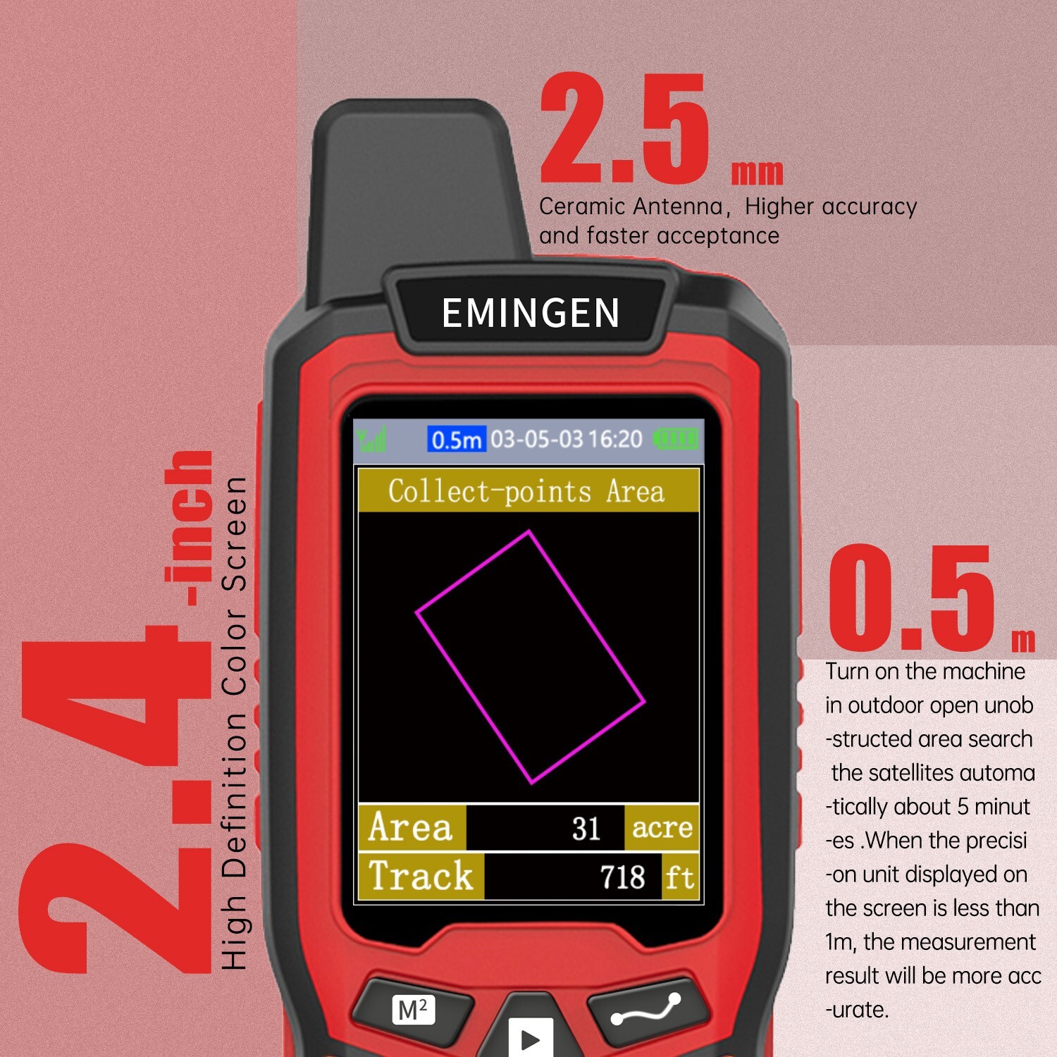 ZL180 GPS Land Meter Survey Equipment GNSS receiver Area Distance Tool