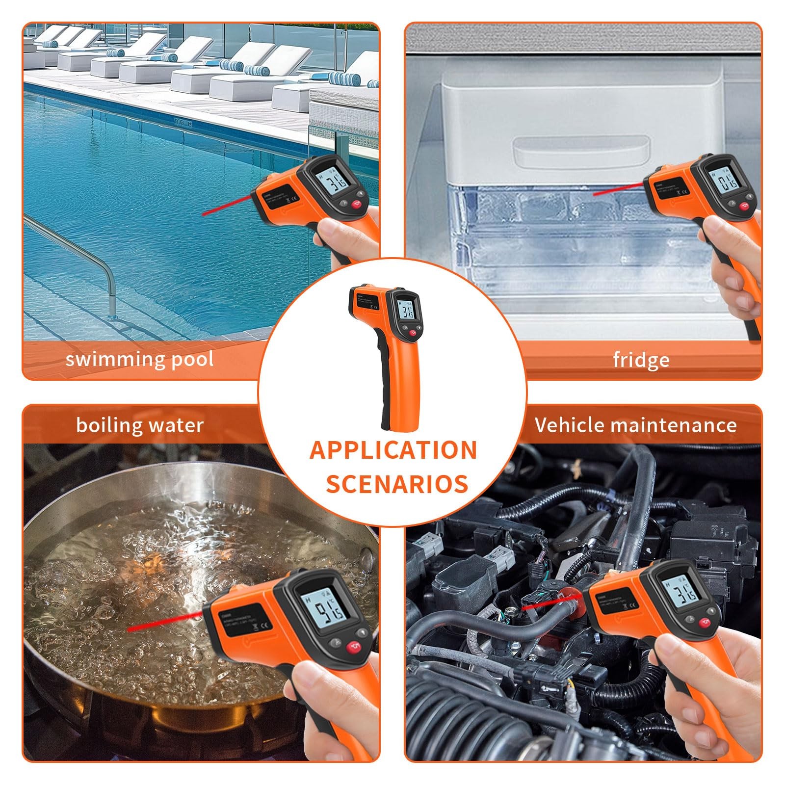 Huijigemy Non-Contact Infrared Thermometer Gun X6000- Handheld Digital Orange