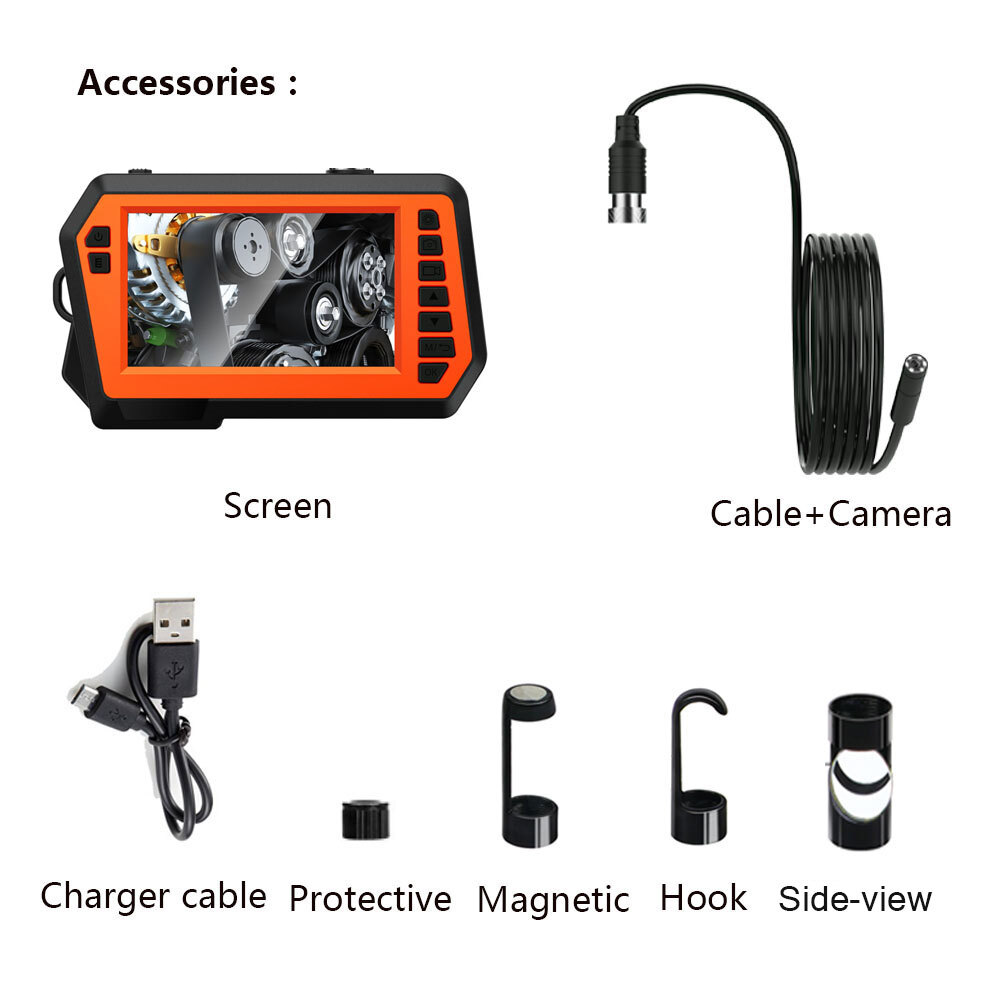 4.3inch 5M Dual Lens Endoscope Sewer Drain Pipe Inspection Camera 1080P