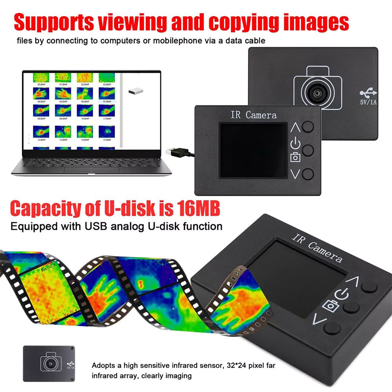 Freestanding Handheld Digital Infrared Thermal Temperature Imager Camera Heating
