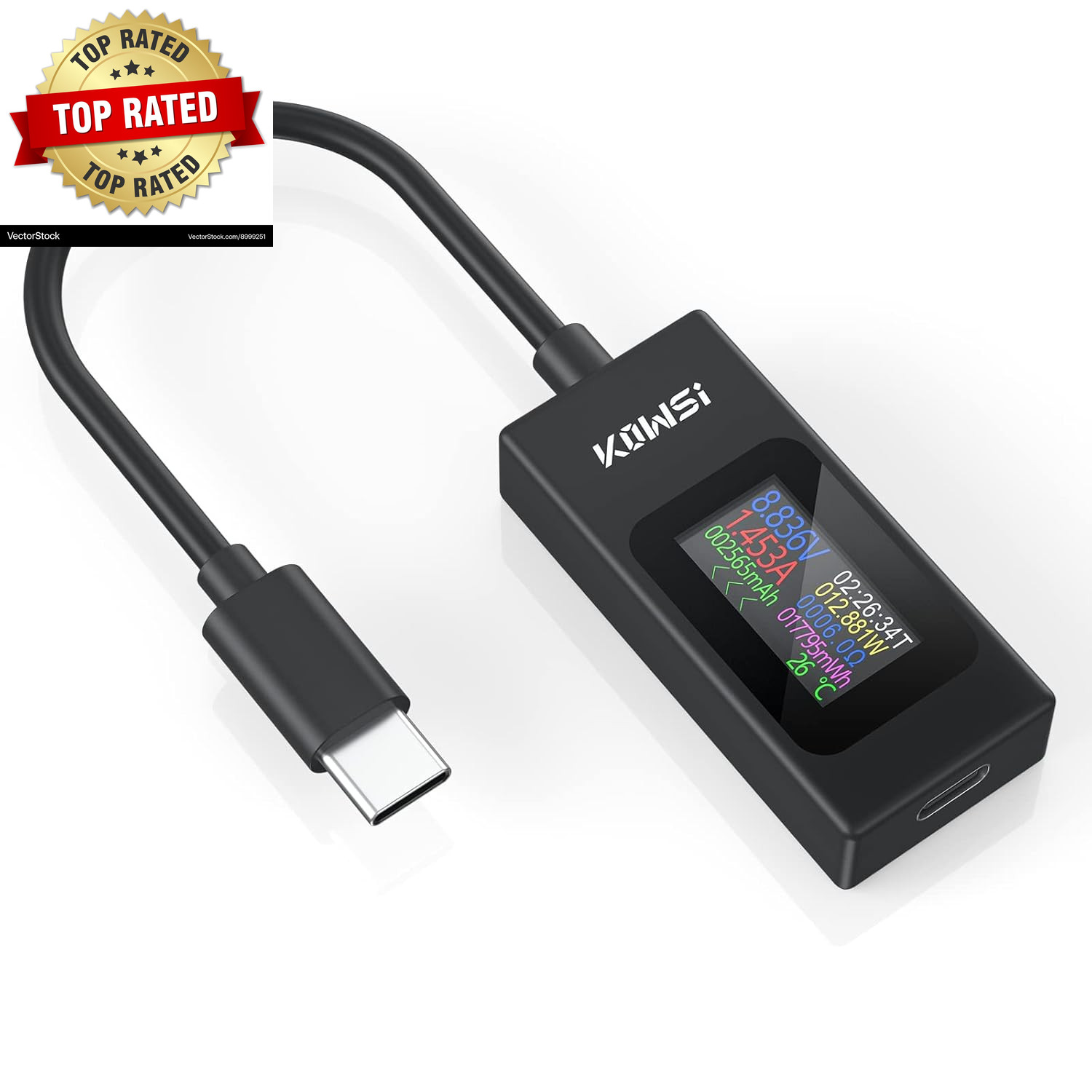 USB C Tester Power Meter 4-30V 0-6.5A Digital Multimeter, Type C Voltage
