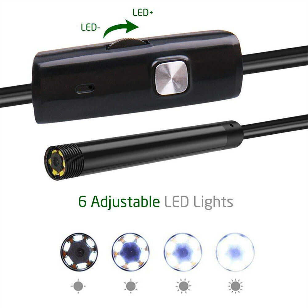 7mm Endoscope Camera with Light Dual-Lens HD Borescope IP67 Inspection Snake Cam