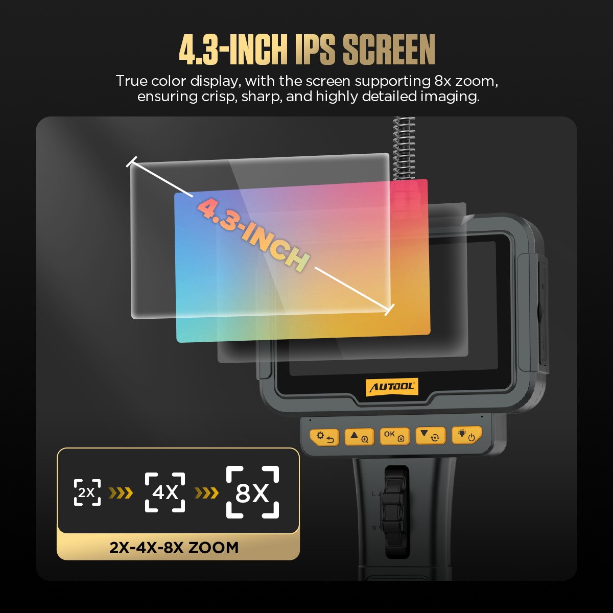 Industrial Endoscope 1080P HD 5” Screen Borescope Inspection Camera Autofocus