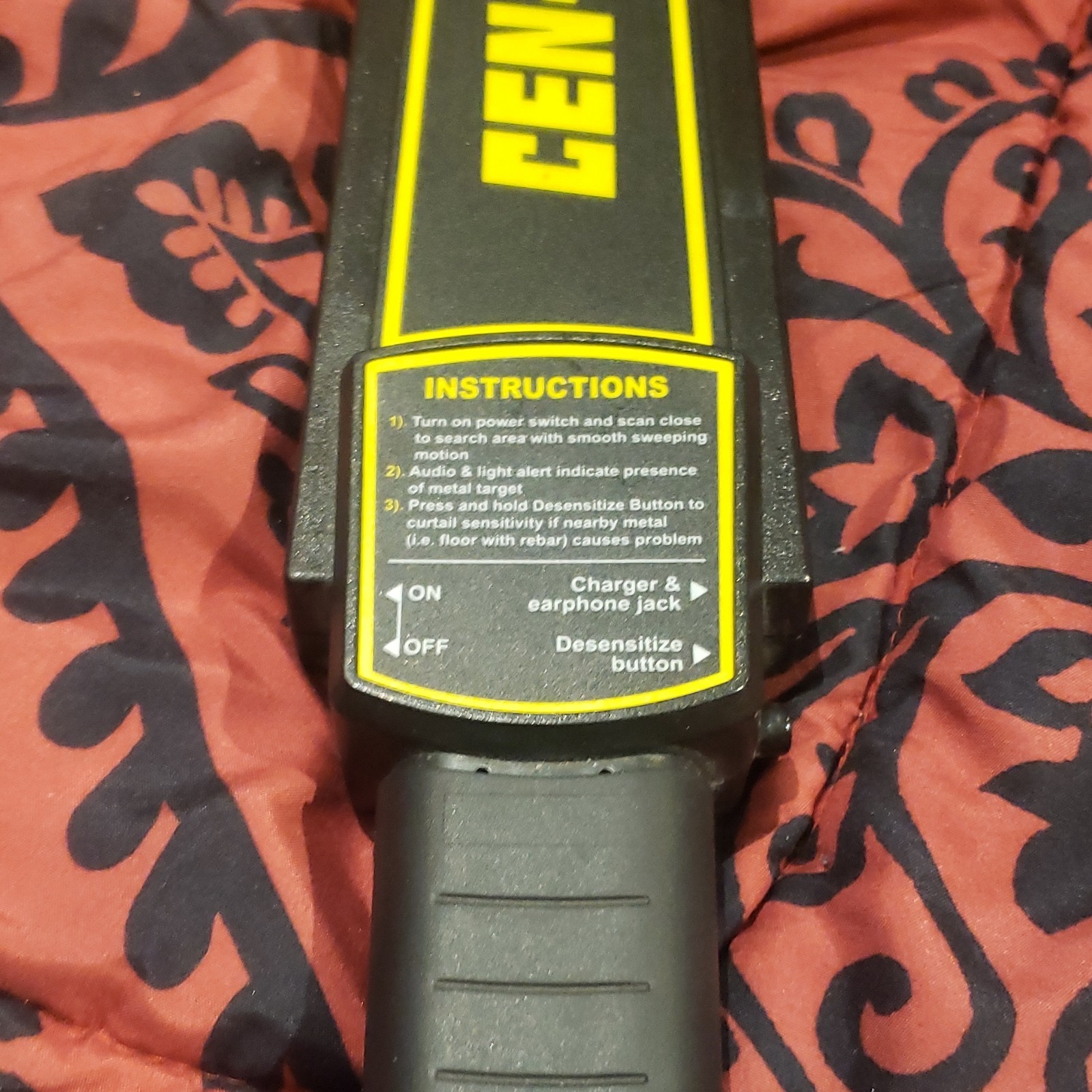 Cen-Tech Handheld Security Metal Detector Wand w/ Headphone Jack, 94138