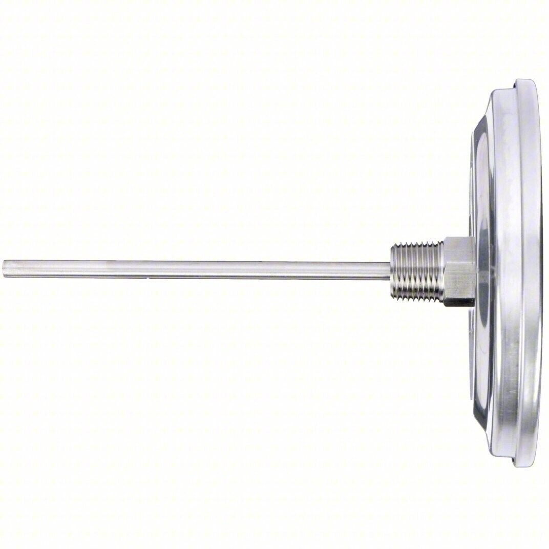 Bimetal Thermometer Grainger 1NFY6, 3″ Analog Dial, 4″ Stem, 0-250 F, -20-120C