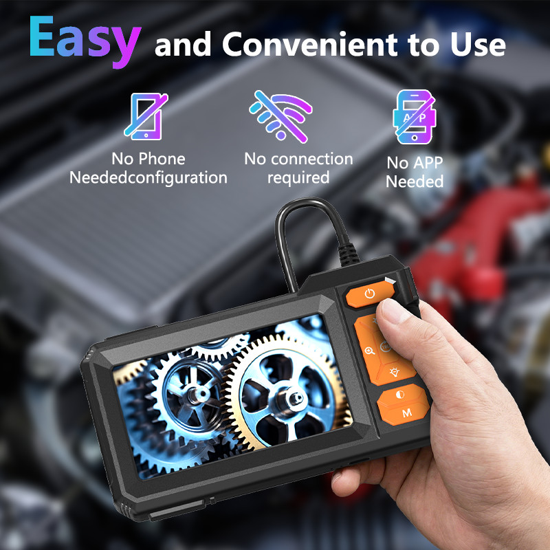 Endoscope Upgrade with Light Dual Lens 4.3 Inch IPS Screen with 8 LED lights