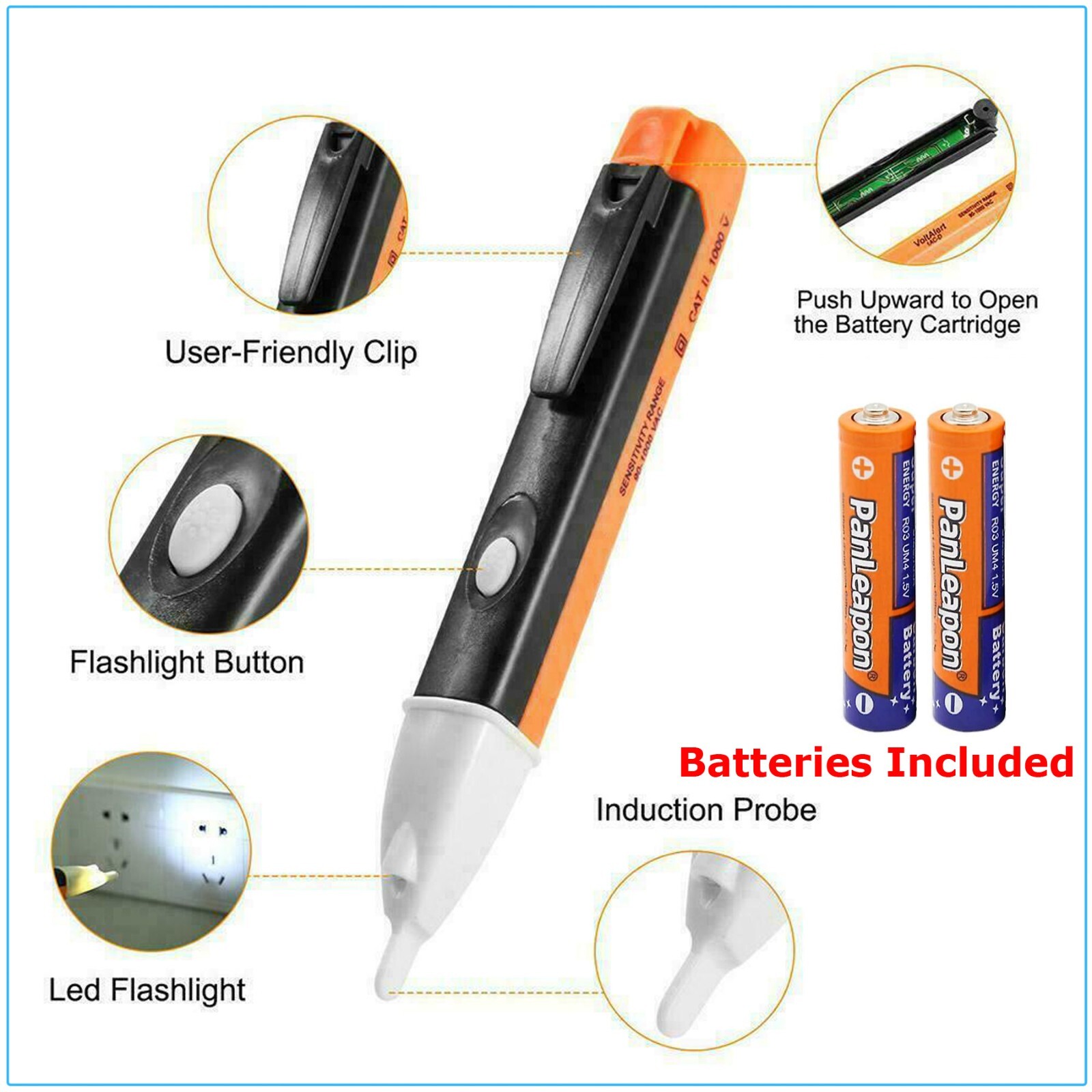 Voltage Electric Tester Volt Detector Test Pen AC DC Non-Contact Sensor 90-1000V