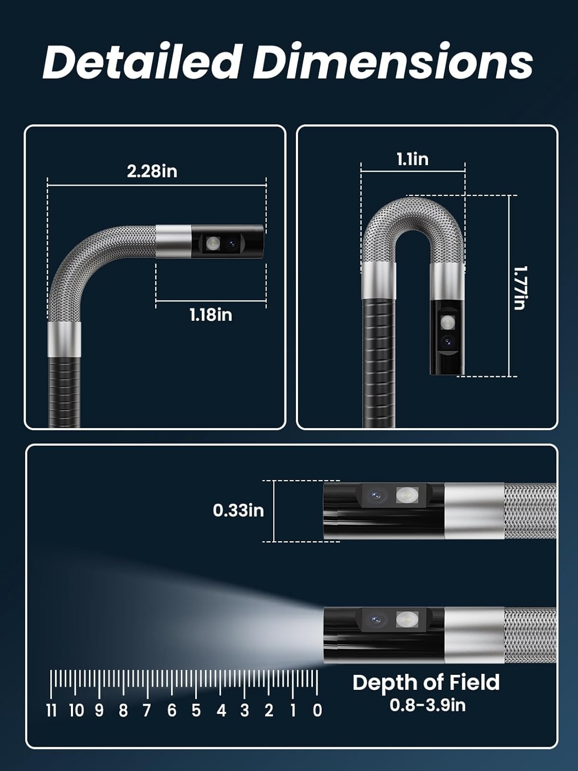 Acoath Two-Way Articulating Borescope, Endoscope Camera with Light, Dual-Lens 10