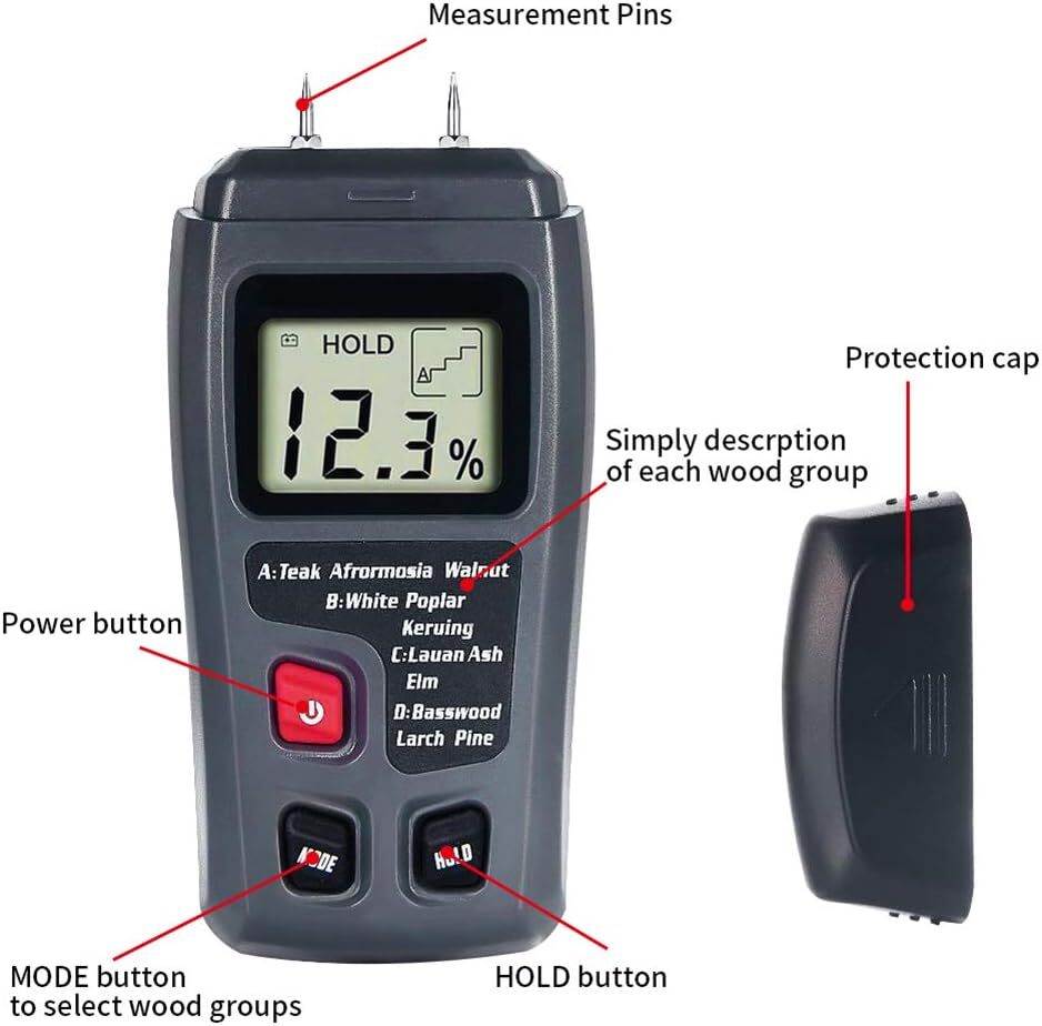 Digital LCD Wood Moisture Meter Detector Tester Wood Firewood Paper Cardboard