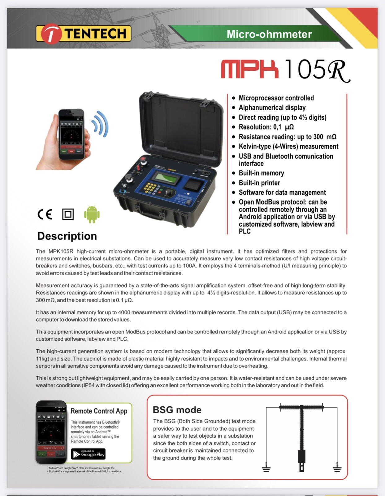 Tentech MPK105R High Current Micro-ohmmeter |Kelvin Method, USA 2 years warranty