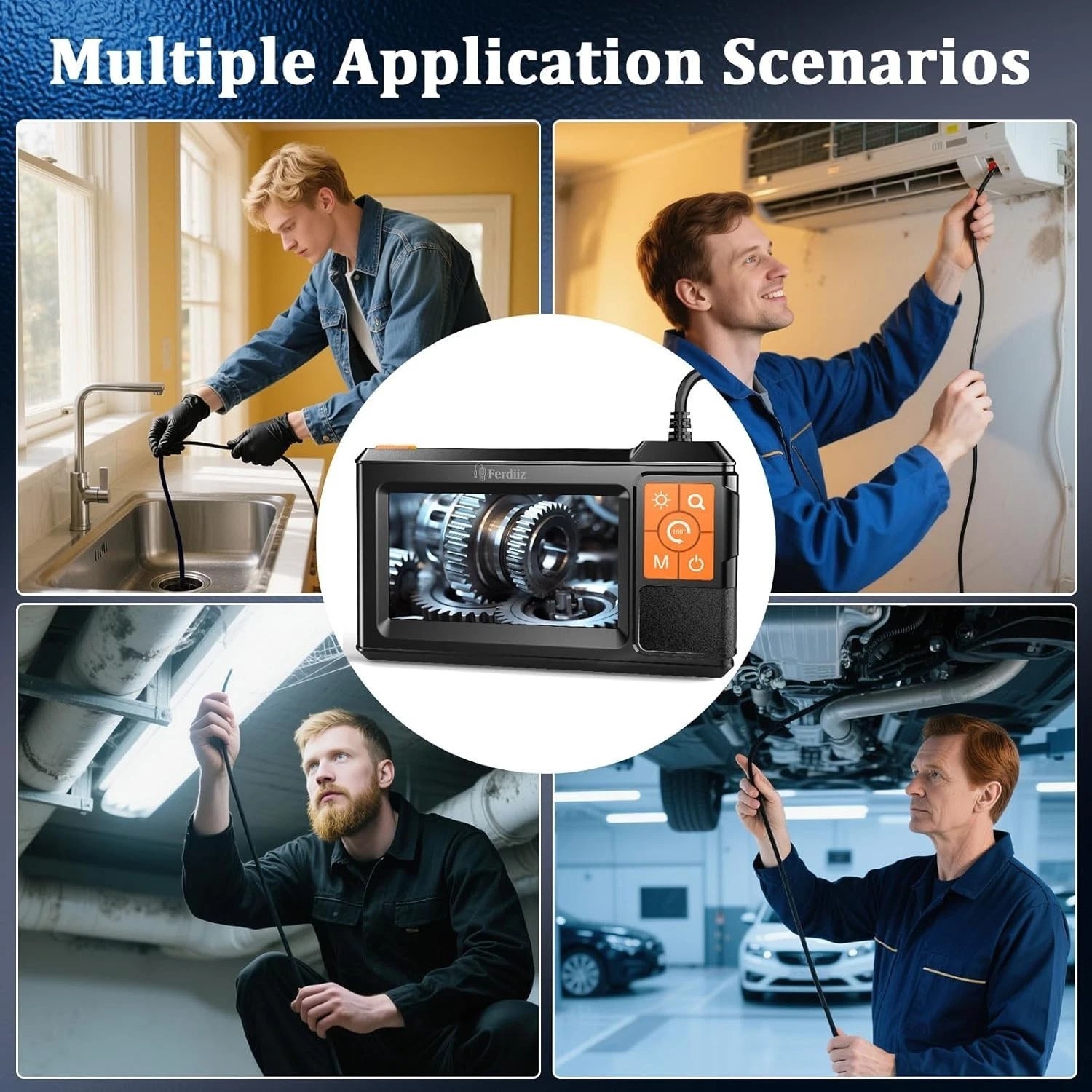 Upgrade Endoscope Camera with Light, 4.3′ IPS Screen 1080P HD Inspection Camera