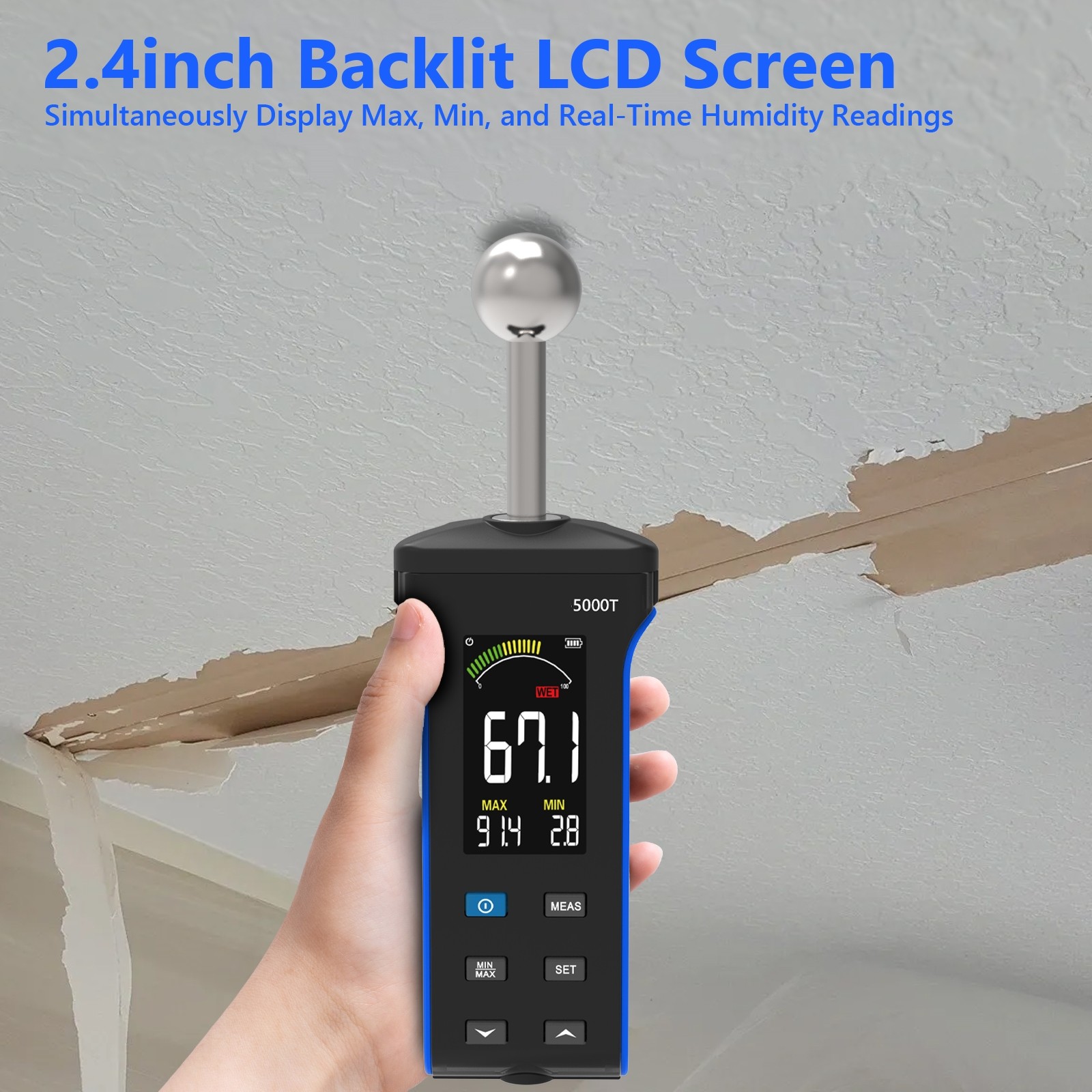 Digital Pinless Wood Moisture Meter Moisture Sensor Floors Wall Humidity Tester