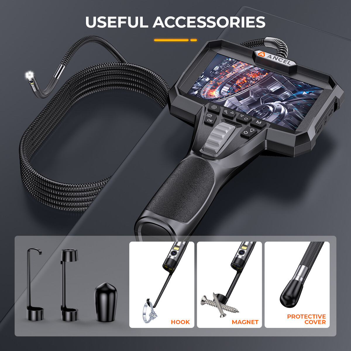 6.5mm 4.3Inch Articulating Borescope Endoscope Inspection Camera With 7LED Light