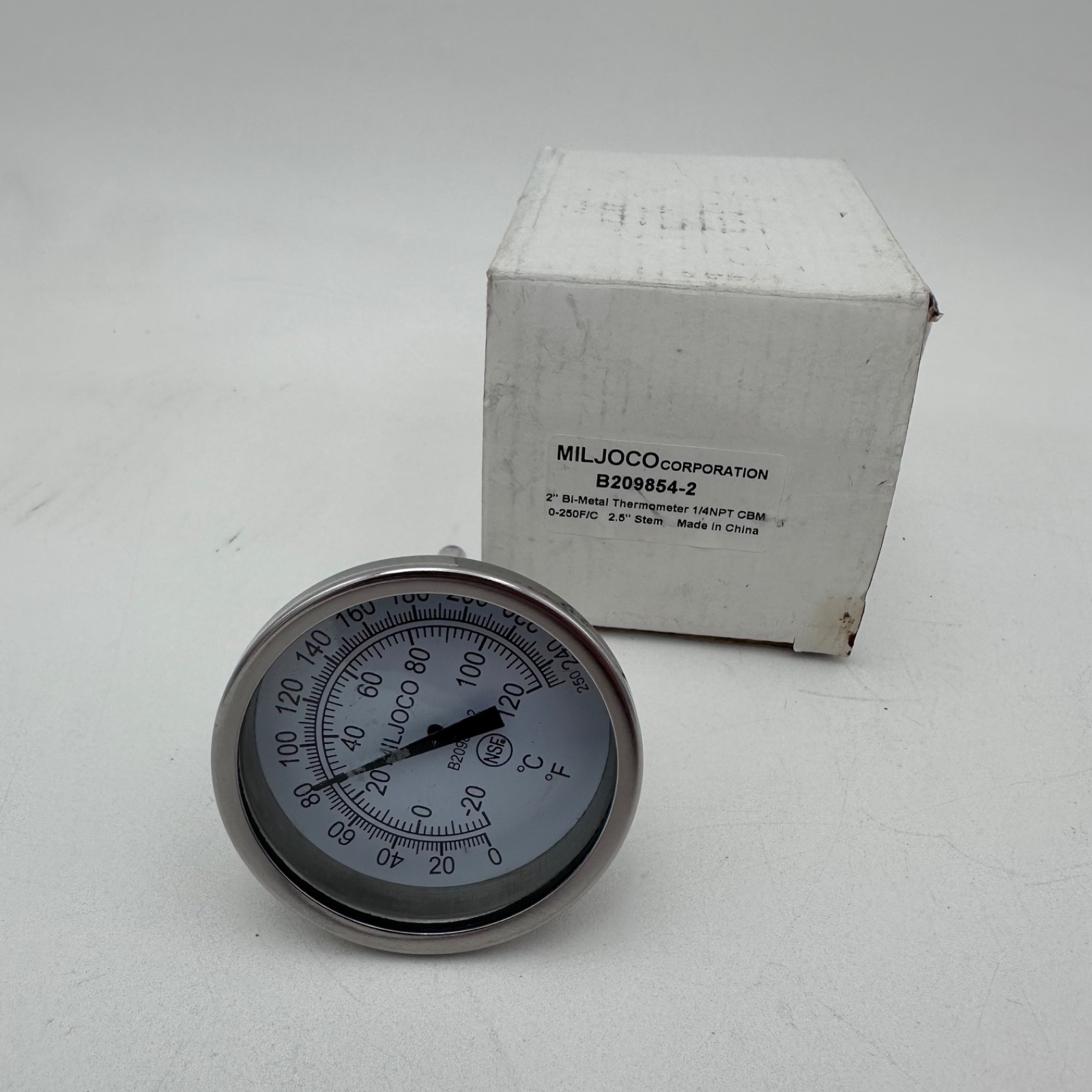 Miljoco Gauge Thermometer B209854-2 – 0 to 240 F – -20 to 120 C NEW