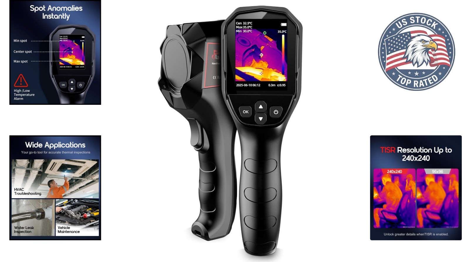 Accurate Handheld Thermal Camera with -4°F to 1022°F & Multiple Imaging Modes