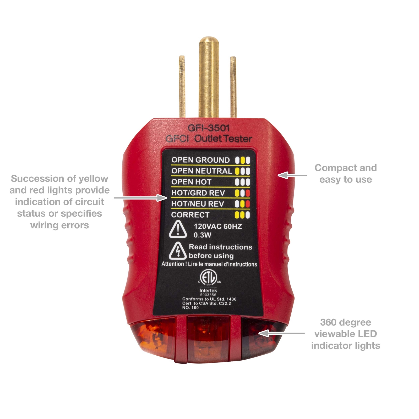 GFCI Electric Socket Outlet Receptacle Tester Circuit Analyzer Breaker Finder