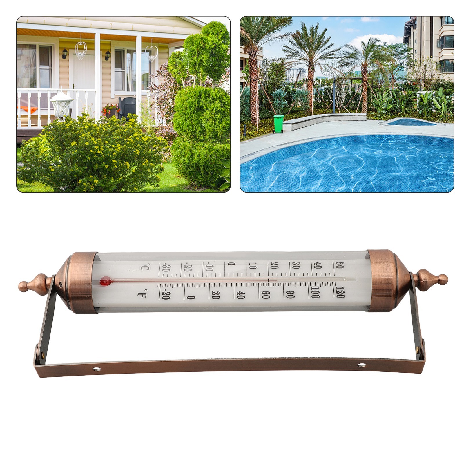 Cordless Indoor Outdoor Thermometer 10 Inch Dual Scale Steel Construction