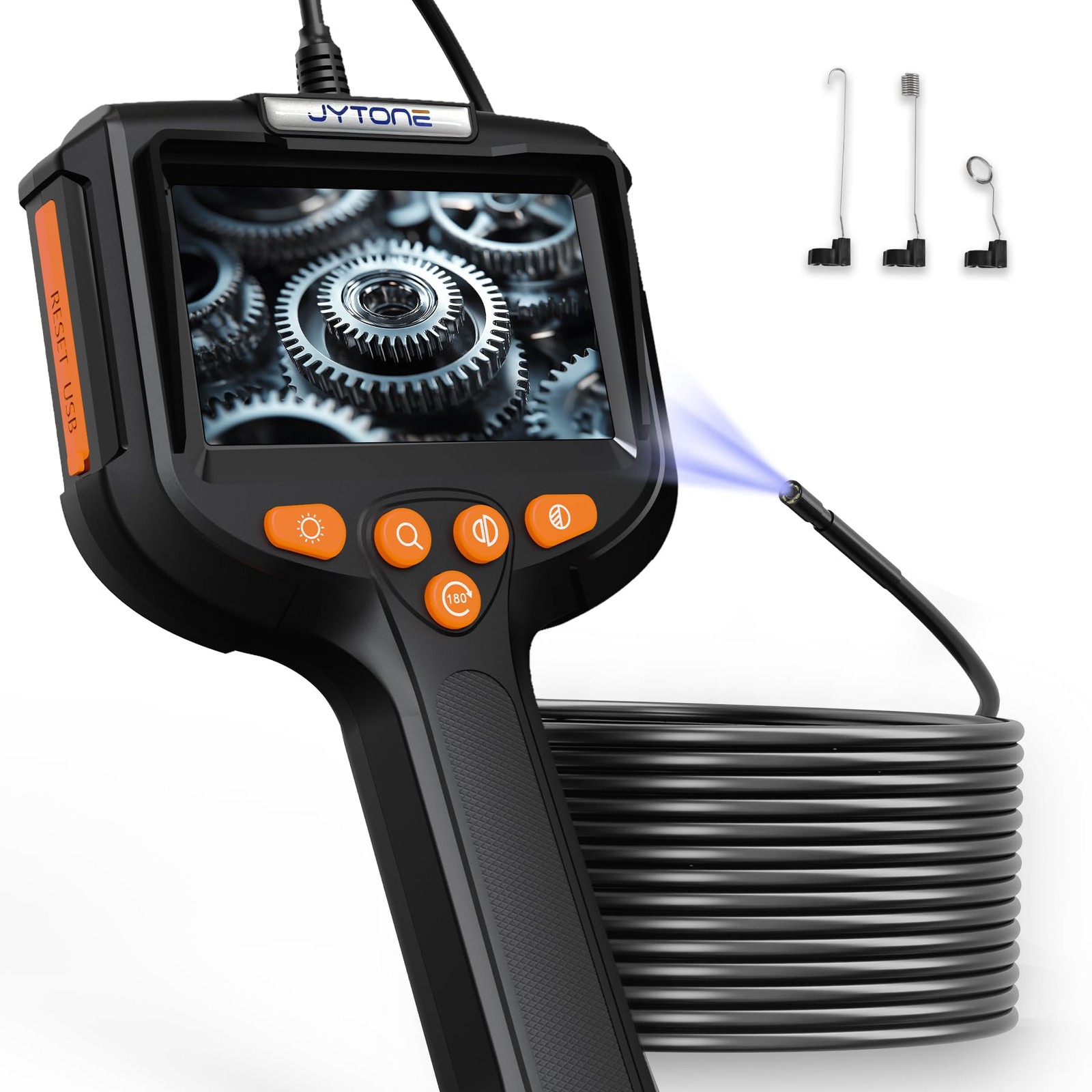 JYTONE Borescope with Light, 4.3-Inch HD Display, 5.5mm Lens, 6.6 ft, Black