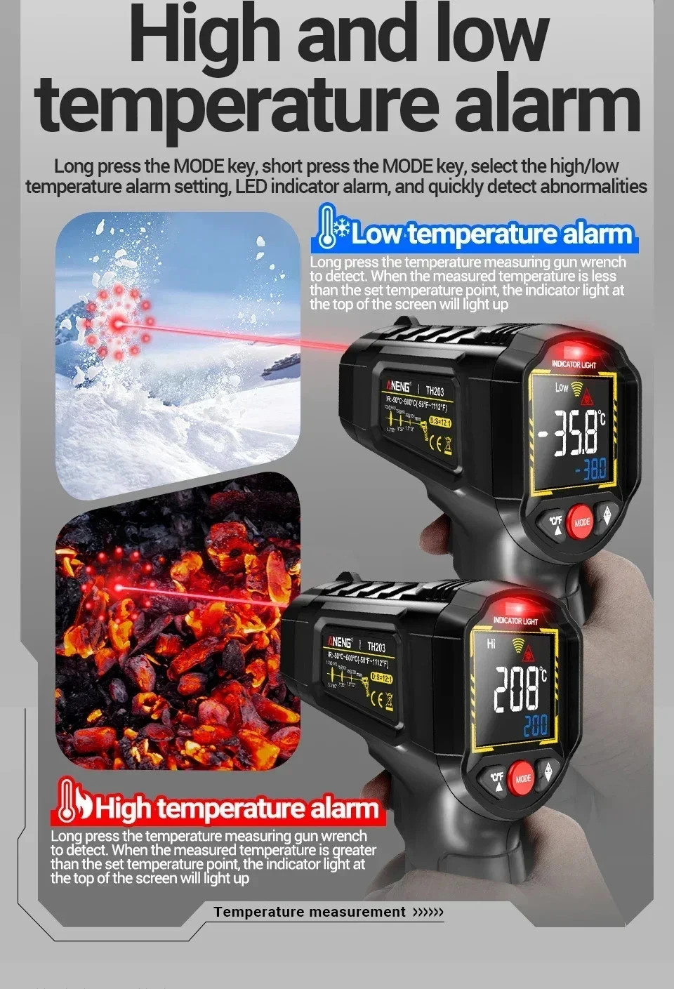 LCD Digital Non-contact Laser IR Infrared Thermometer Temp Meter Temperature Gun