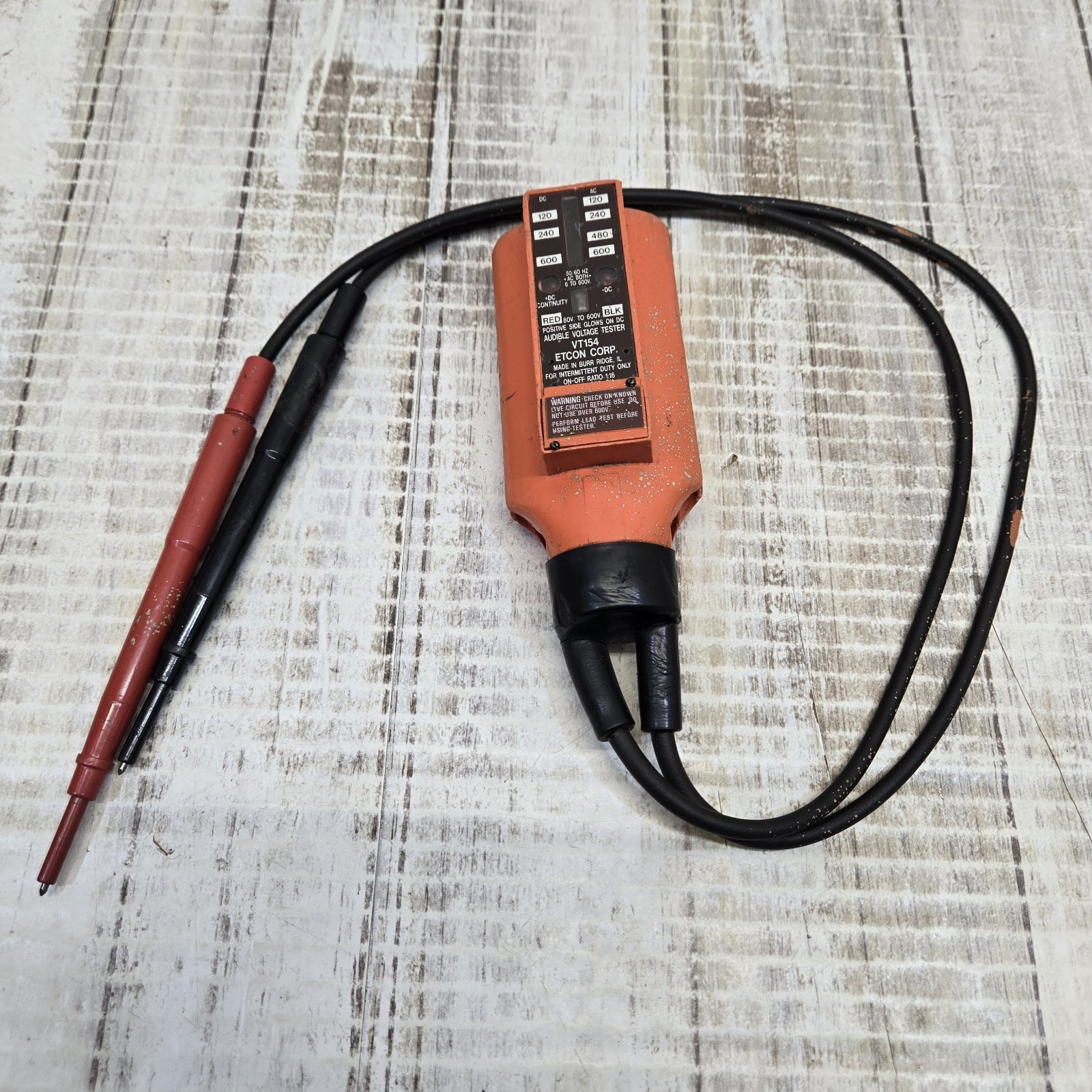 Vintage Etcon VT154 Orange Solenoid Voltage Tester AC-DC to 600V Tested Works