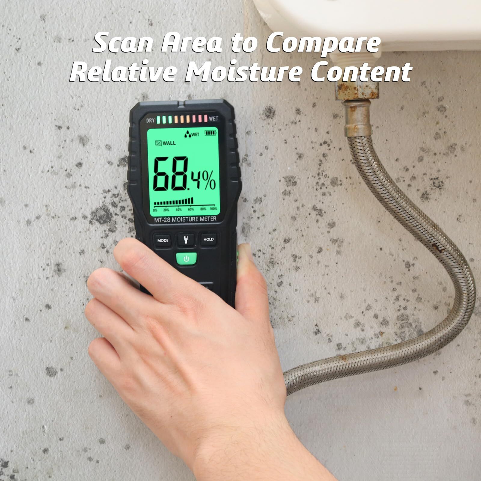 Pinless Wood Moisture Meters Drywall Mold Moisture Detector for Lumber Concr…