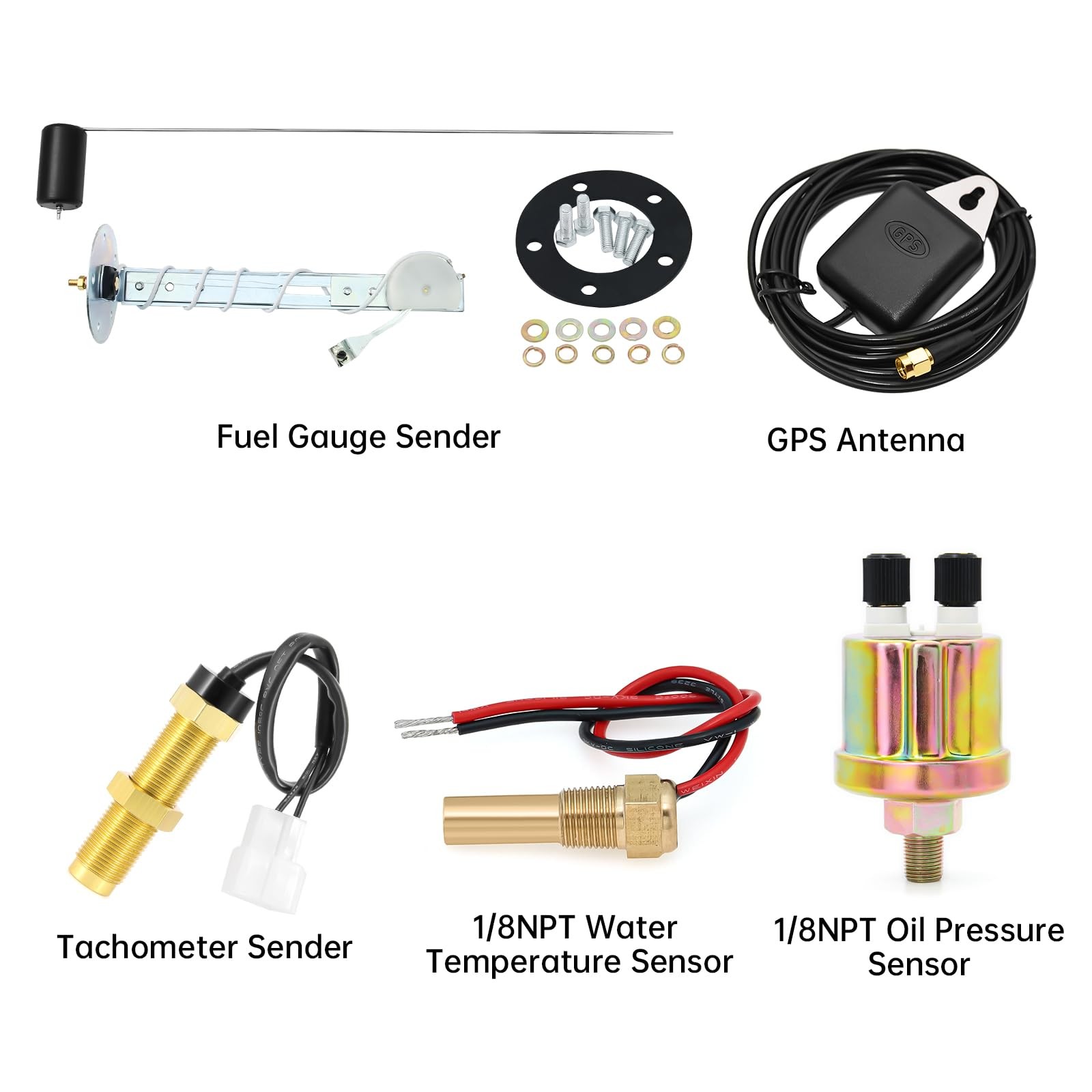 6 Gauge Marine Boat Set GPS Speedometer Tachometer Fuel Volt Oil Water Temp