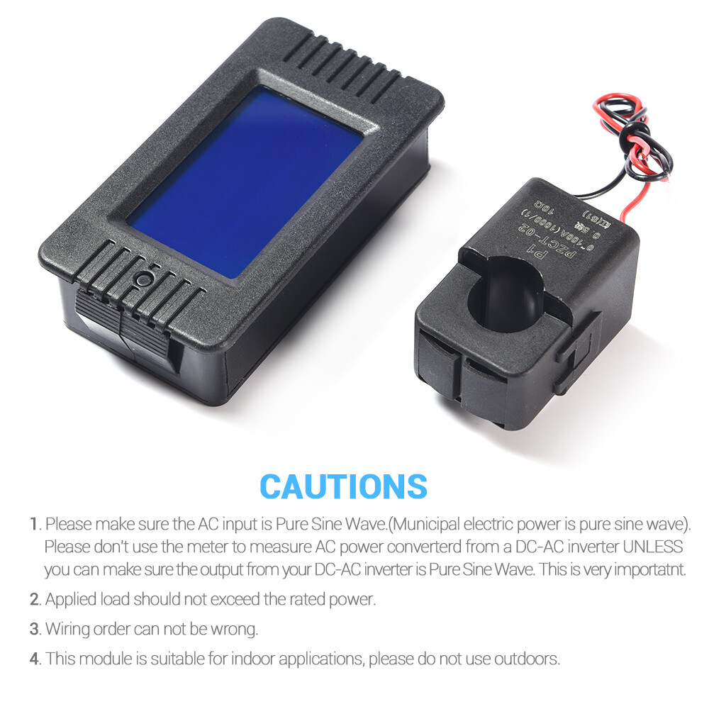 80-260V 100A AC Multi-meter, LCD Display Amp Volt Meter Energy Monitor Panel Kit