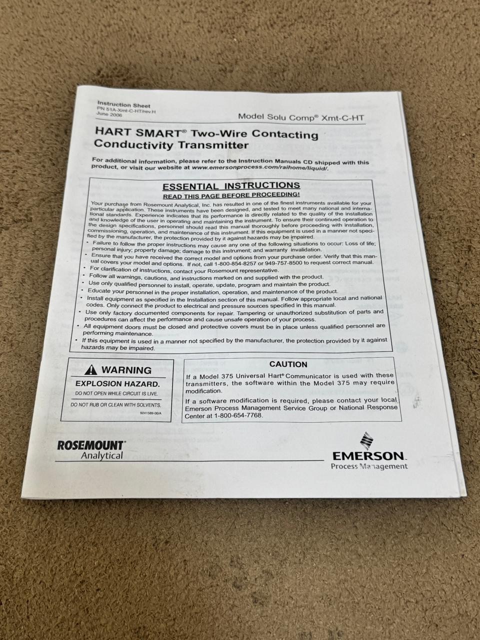 Rosemount / Analytical Transmitter / XMT-C-HT-11