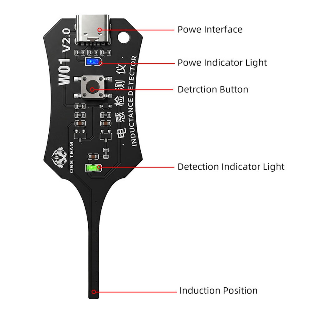 OSS W01 Inductor Detector Tool Quick Fault Check Phone Motherboard Coil Tester