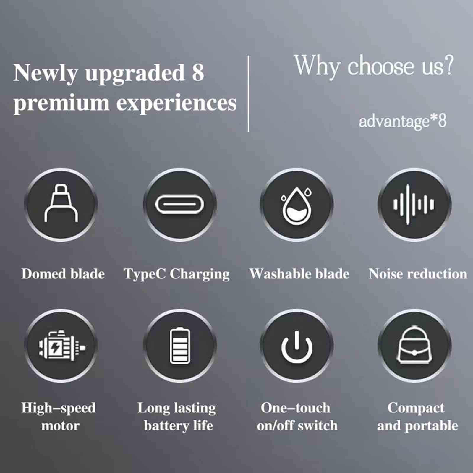 Portable Cordless Nose & Ear Hair Trimmer Shaver -USB Fast Charge Grooming Tool
