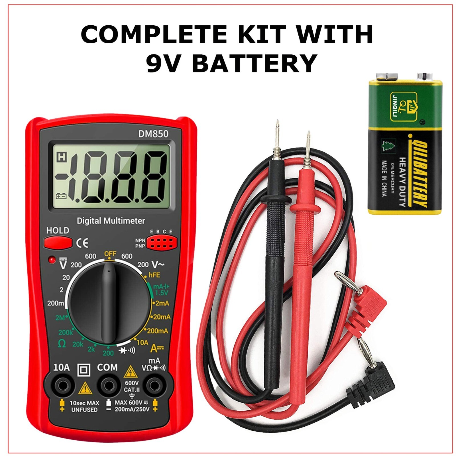 LCD Digital Multimeter Voltmeter Ammeter Ohmmeter Volt AC DC Tester Leads Meter
