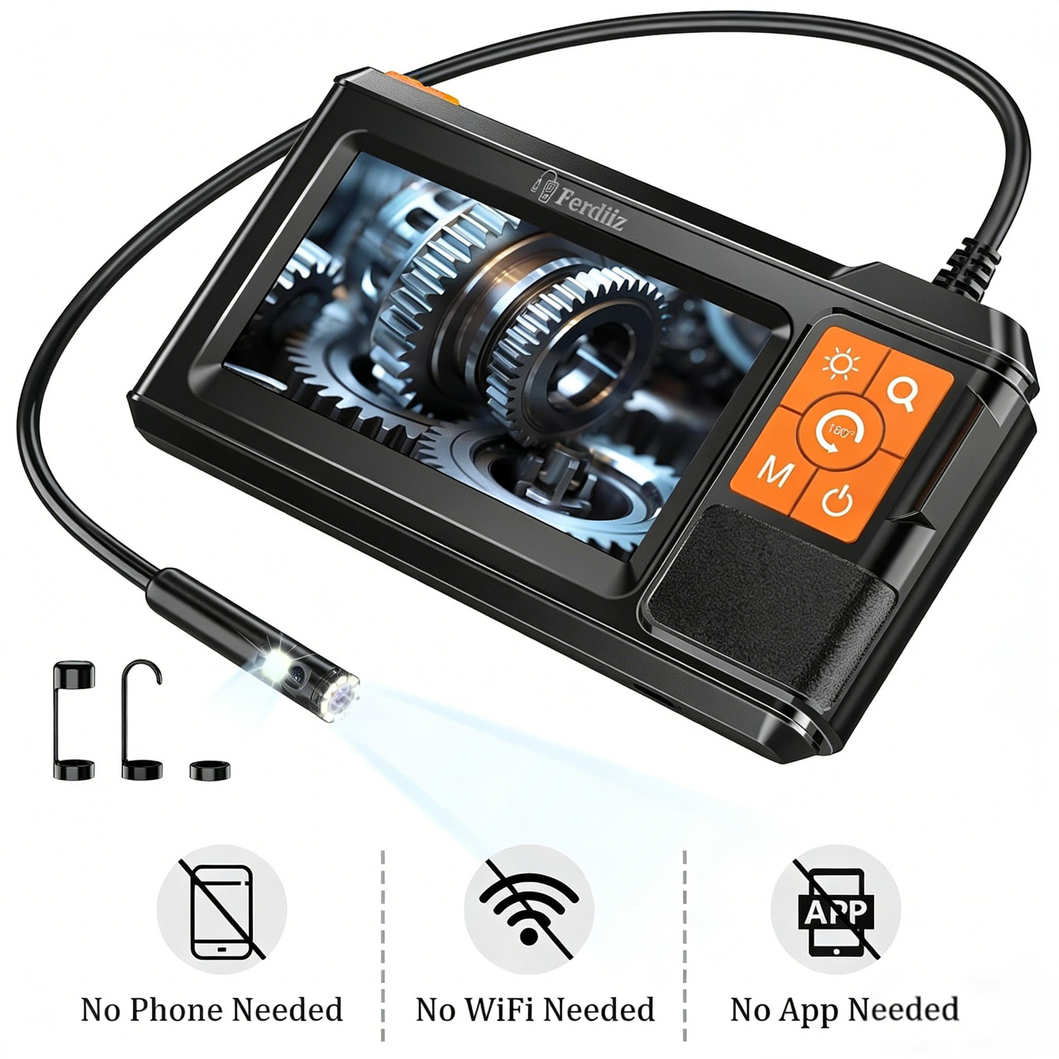 Endoscope Upgrade with Light Dual Lens 4.3 Inch IPS Screen with 8 LED lights,i