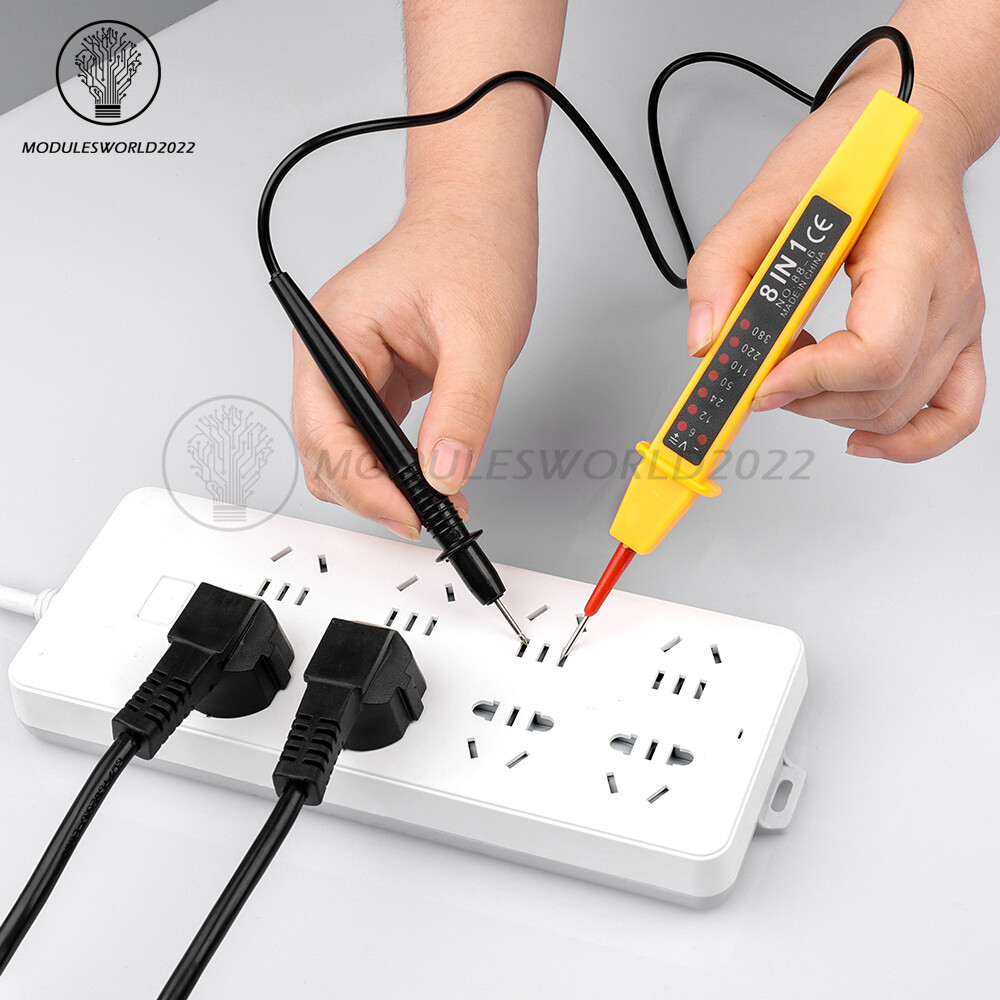 8-In-1 Car Electric Voltage Tester Detector A380 Polarity Test Pen AC DC 6V-380V